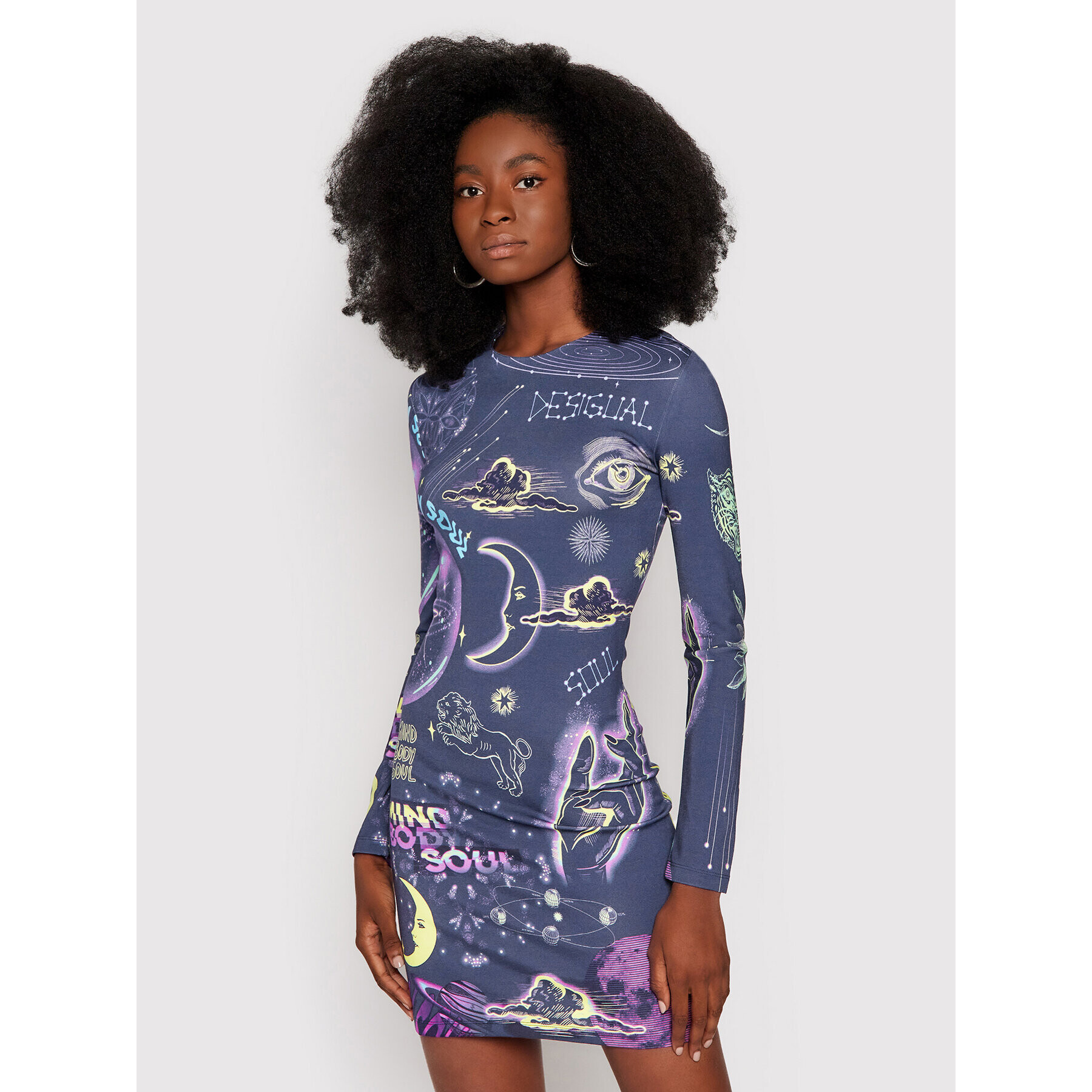 Desigual Rochie de zi Soul Galaxy 21WWVK60 Violet Slim Fit - Pled.ro