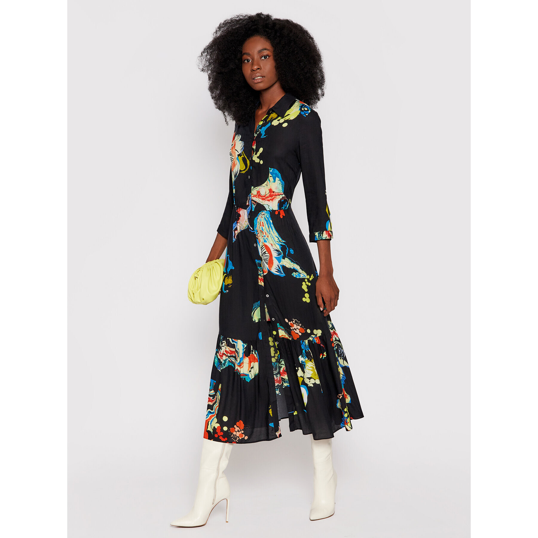 Desigual Rochie tip cămașă MONSIEUR CHRISTIAN LACROIX Bruselas 21WWVW69 Negru Regular Fit - Pled.ro