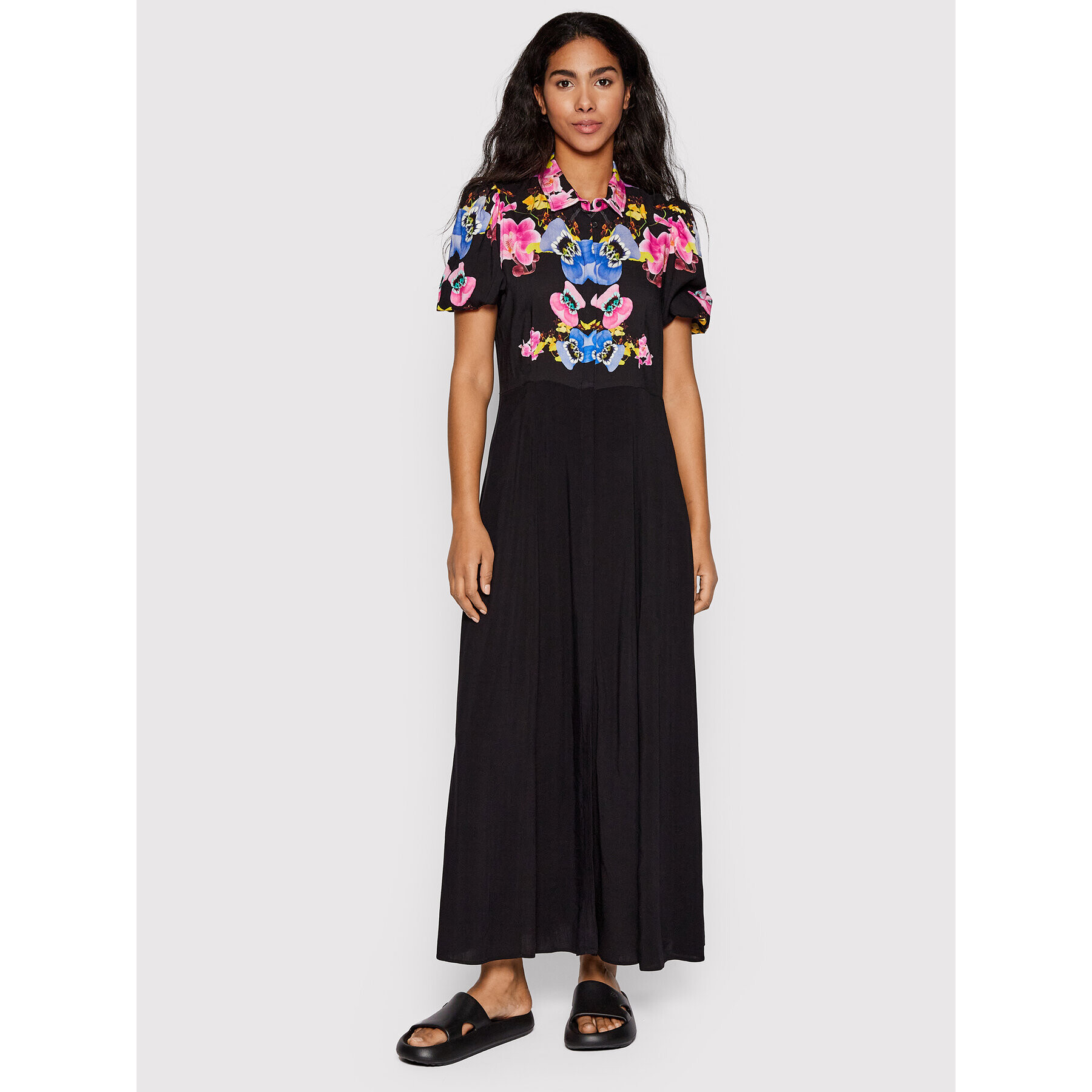 Desigual Rochie tip cămașă MONSIEUR CHRISTIAN LACROIX Grenoble 22SWVW60 Negru Regular Fit - Pled.ro