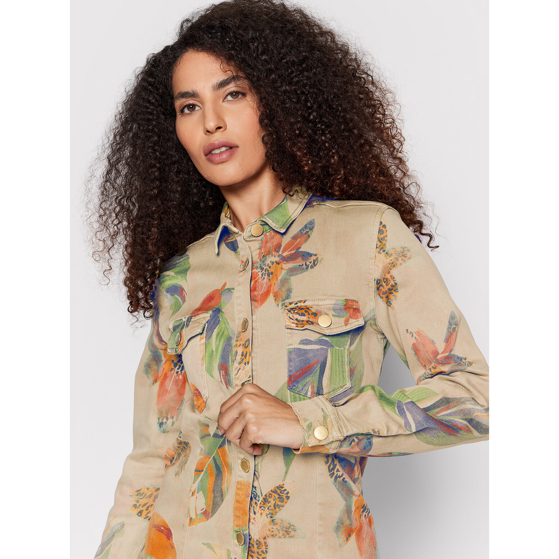 Desigual Rochie tip cămașă Budapest 22SWVN03 Bej Regular Fit - Pled.ro