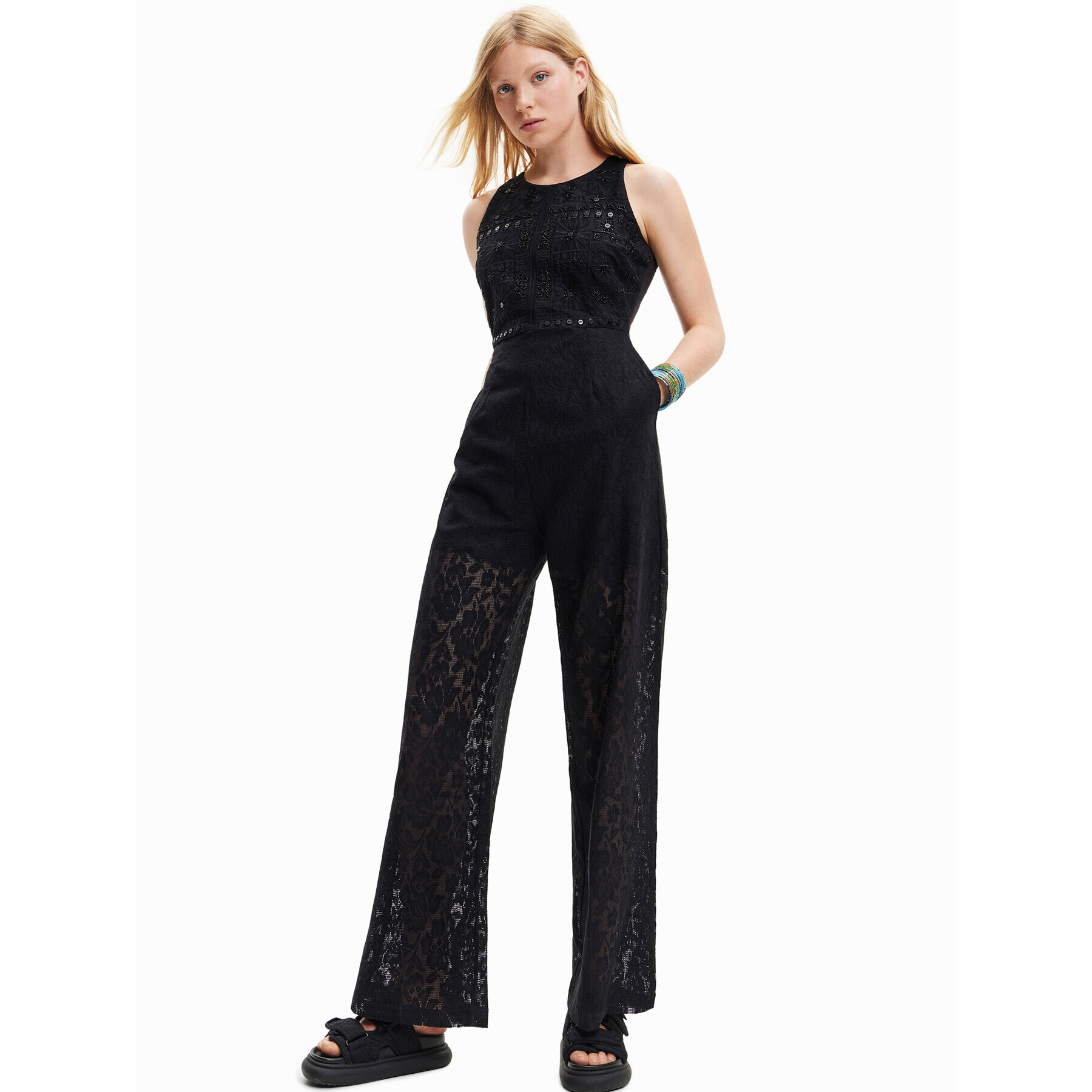 Desigual Salopetă Lua 23SWPK12 Negru Regular Fit - Pled.ro