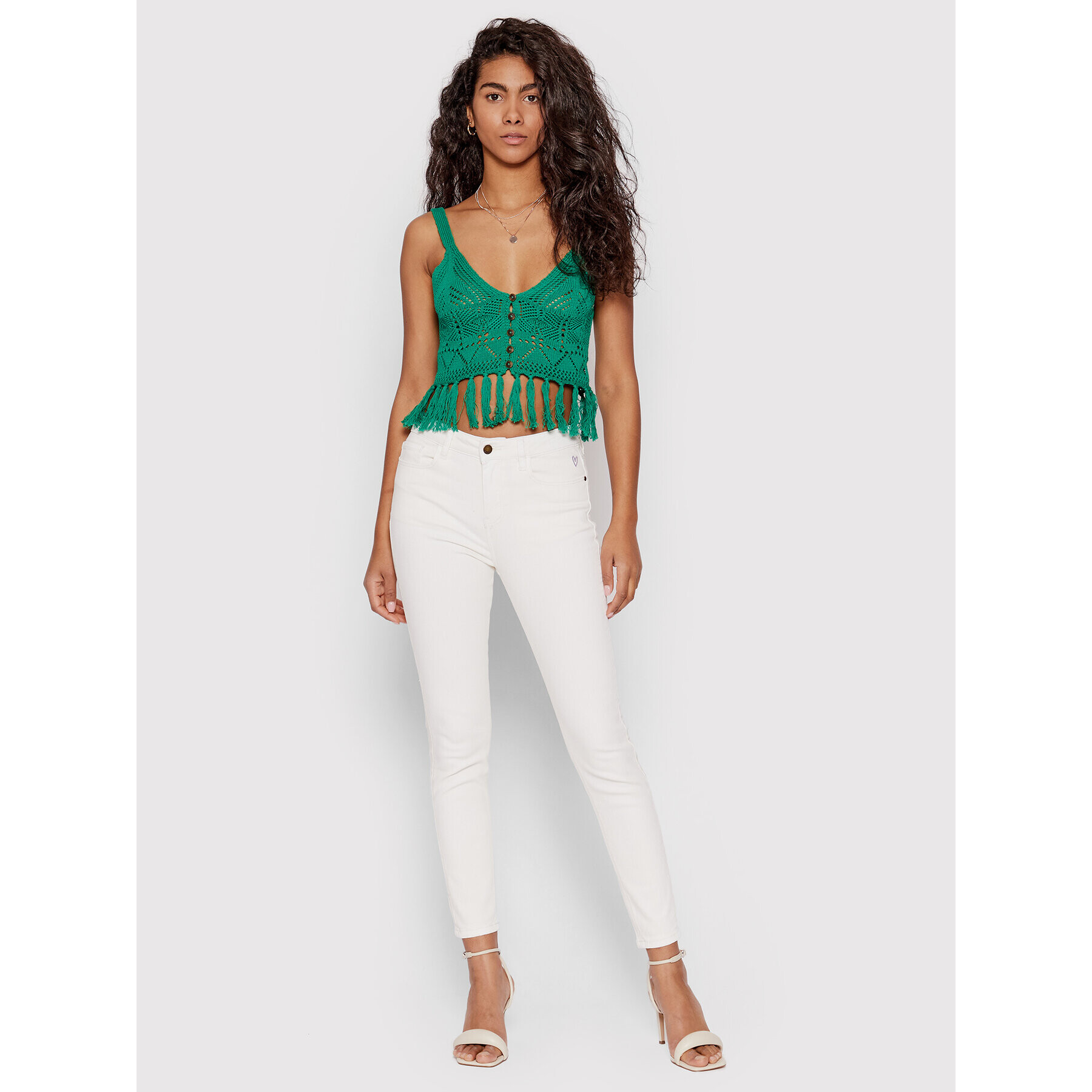 Desigual Top Crochet 22SWTKAJ Verde Regular Fit - Pled.ro