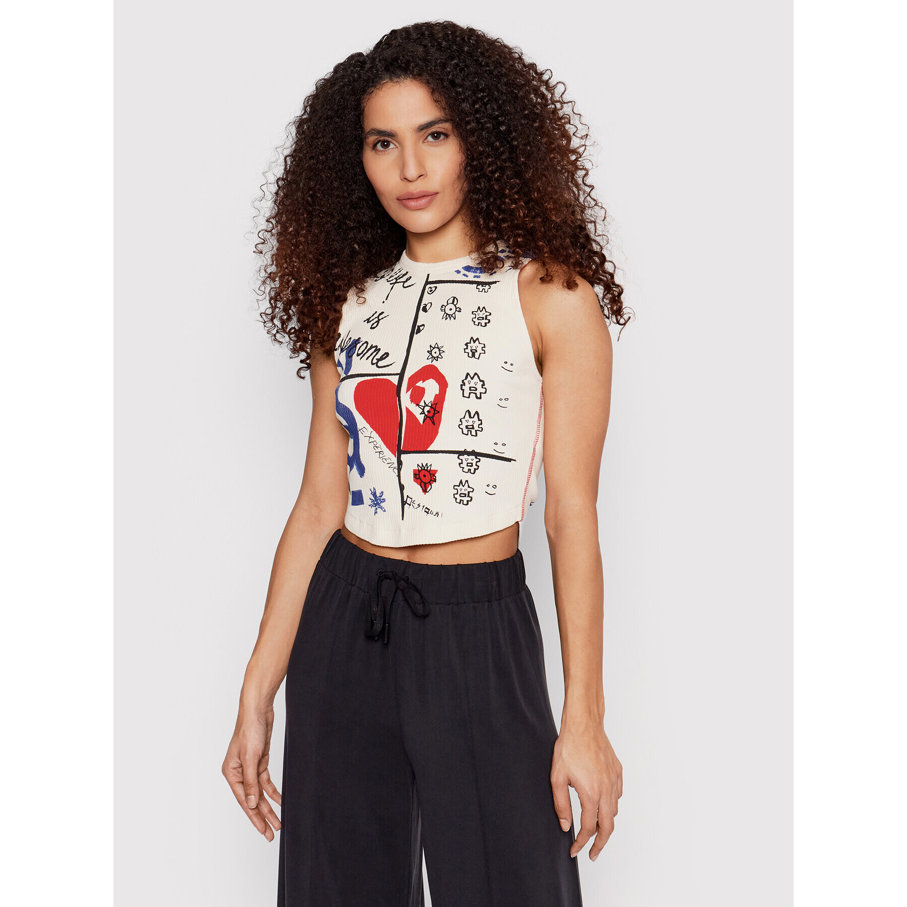 Desigual Top Leah 22SWTKAZ Bej Slim Fit - Pled.ro