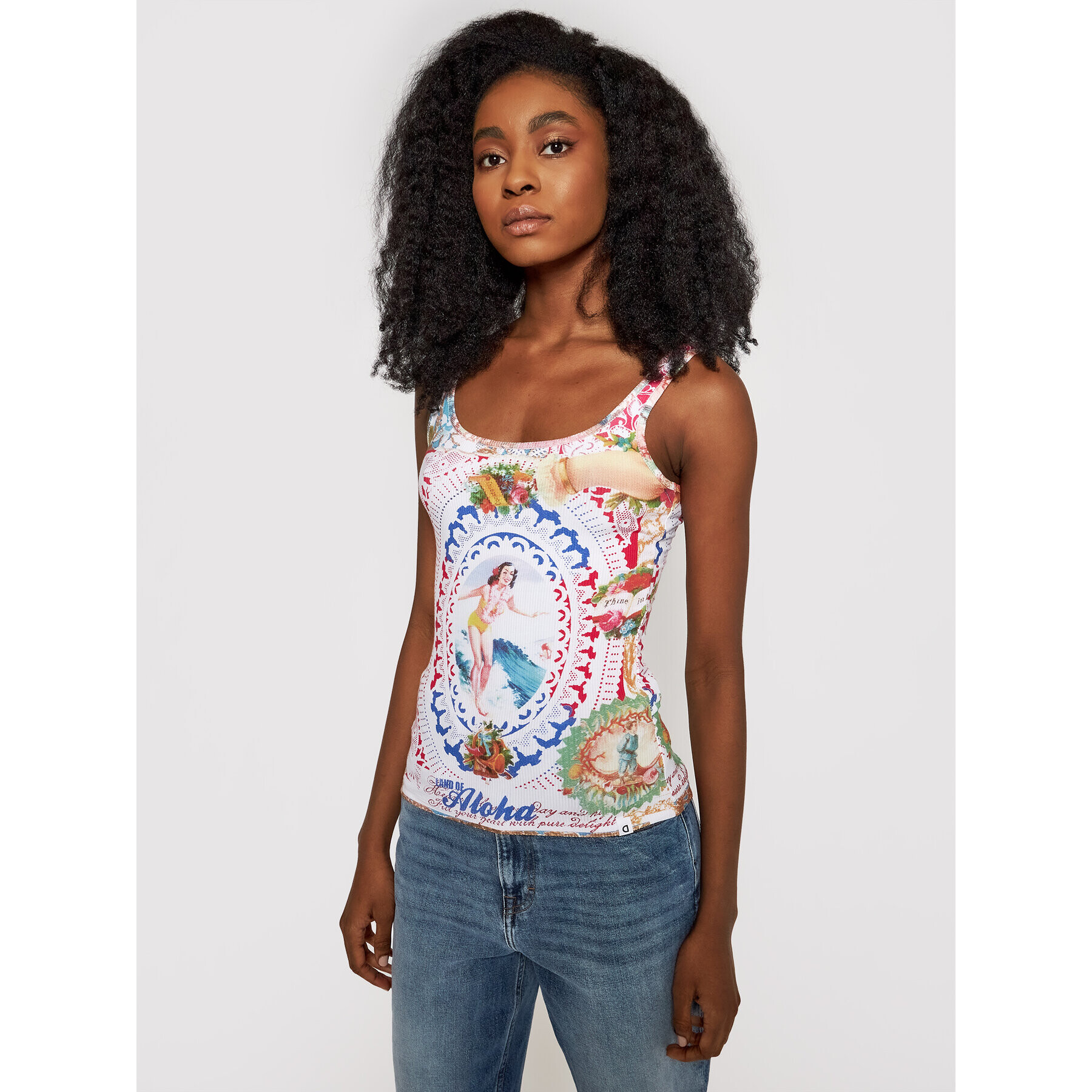 Desigual Top Thine In Love 21SWTKDU Colorat Regular Fit - Pled.ro