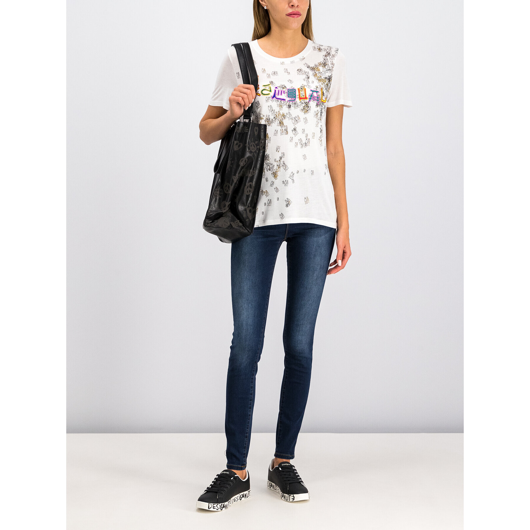 Desigual Tricou 19WWTKCZ Alb Regular Fit - Pled.ro