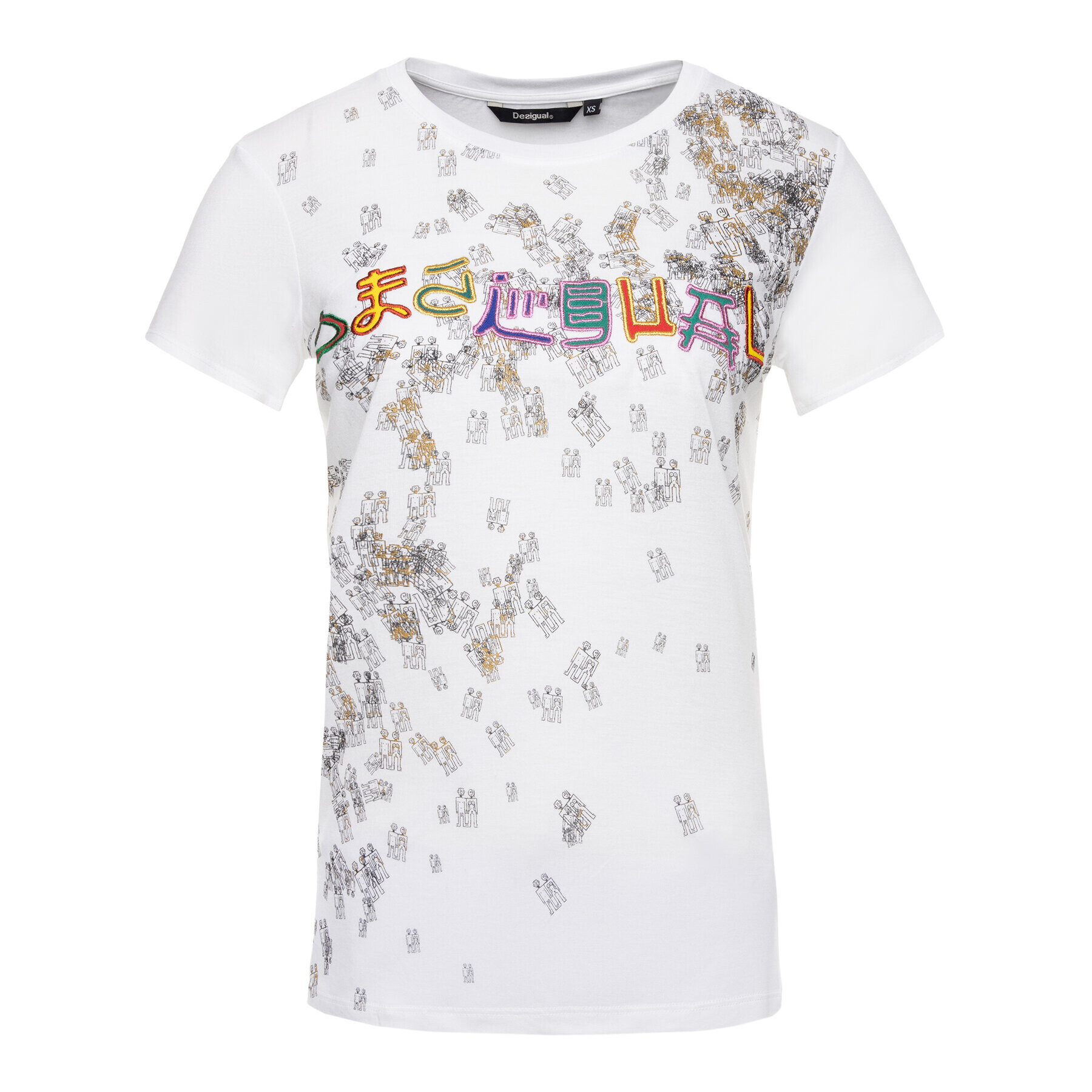 Desigual Tricou 19WWTKCZ Alb Regular Fit - Pled.ro