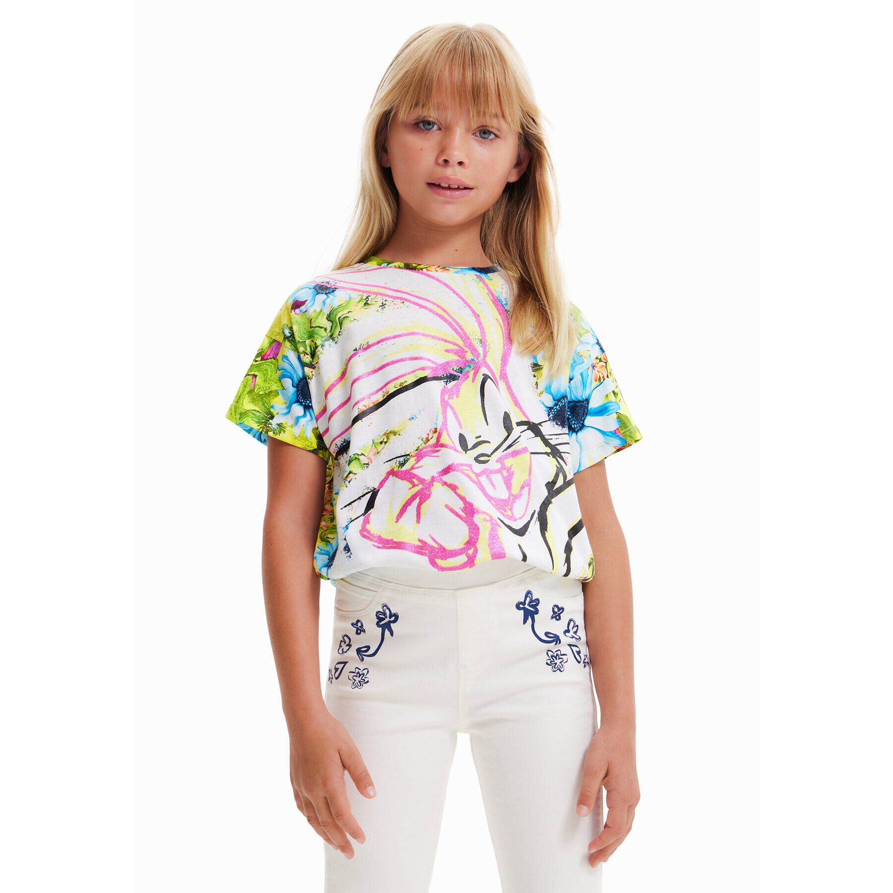 Desigual Tricou 23SGTK10 Alb Regular Fit - Pled.ro