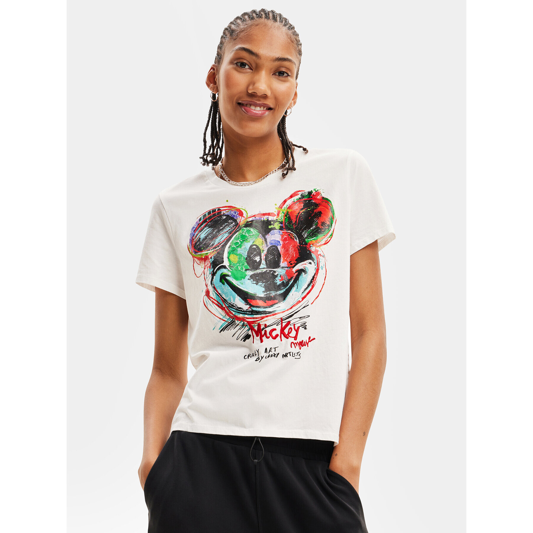 Desigual Tricou 23WWTKC7 Alb Regular Fit - Pled.ro