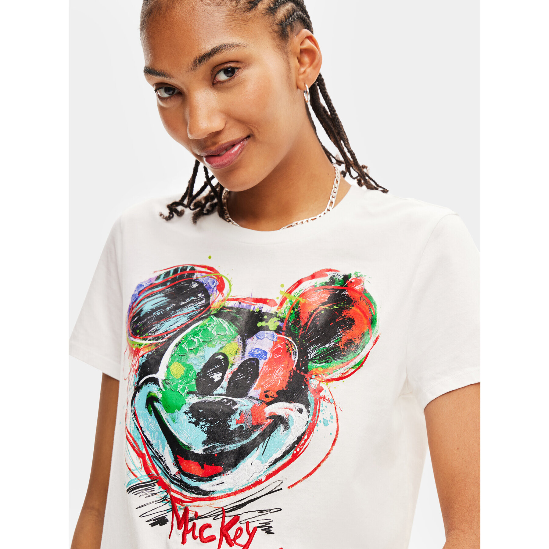 Desigual Tricou 23WWTKC7 Alb Regular Fit - Pled.ro