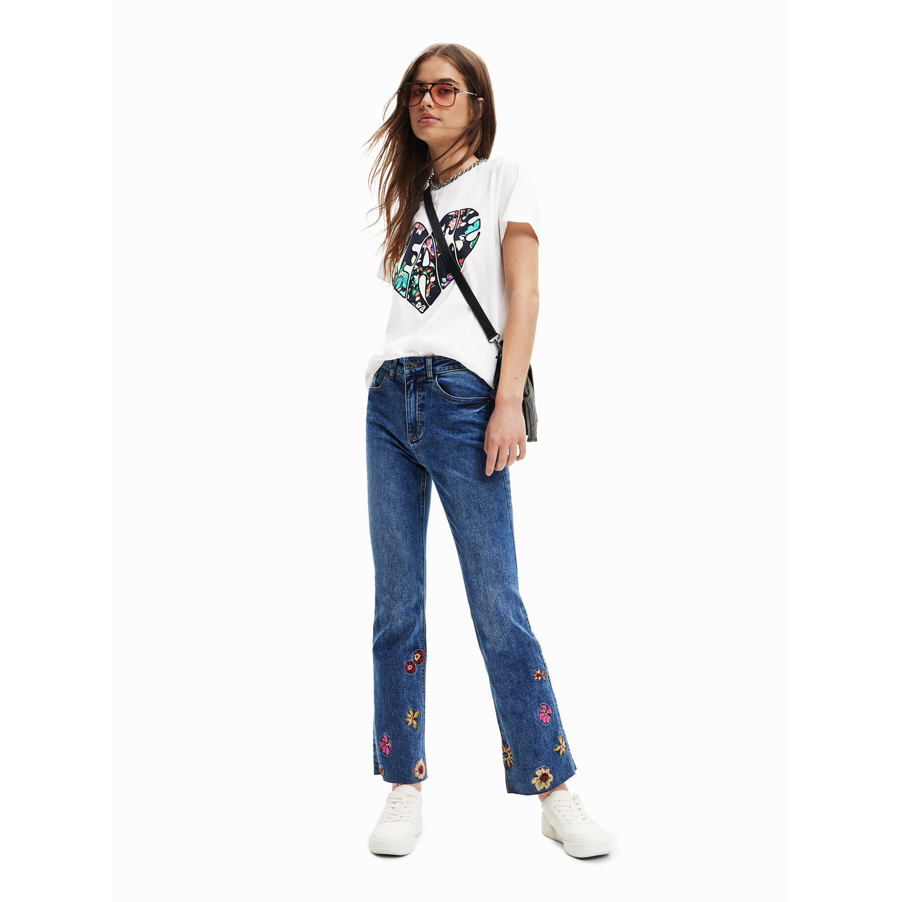 Desigual Tricou Cor 23SWTK92 Alb Regular Fit - Pled.ro