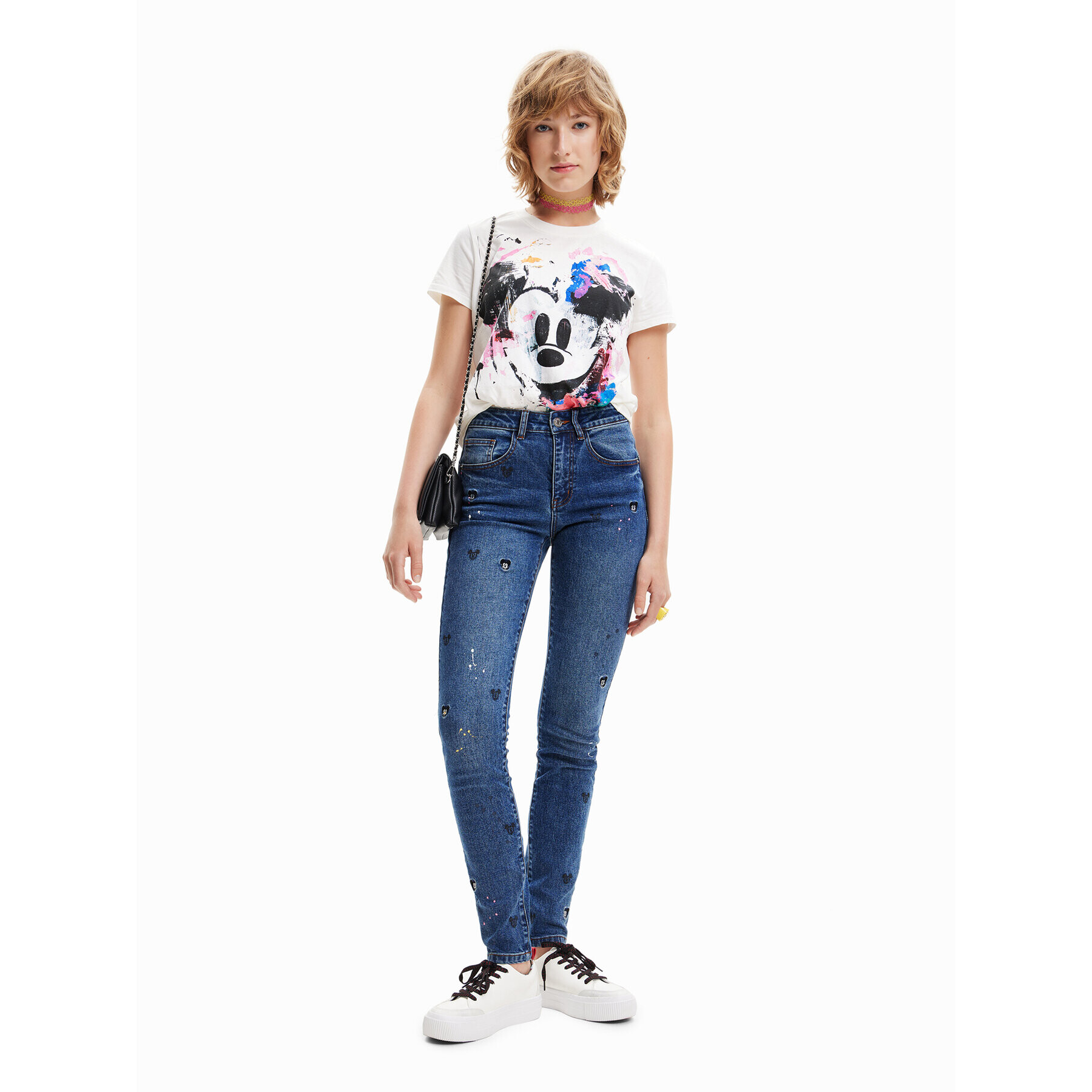 Desigual Tricou DISNEY 23SWTK59 Alb Regular Fit - Pled.ro