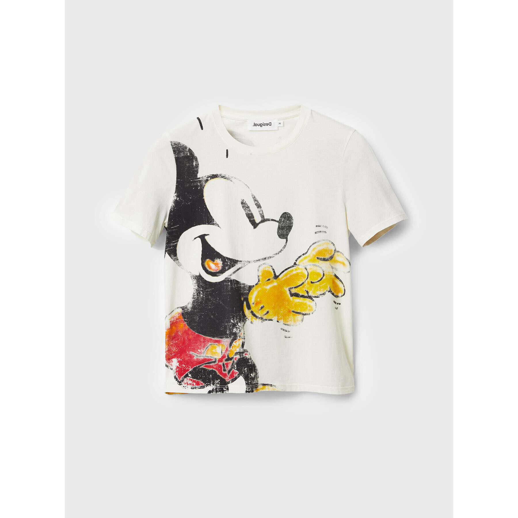 Desigual Tricou DISNEY Mickey 22WWTK80 Alb Regular Fit - Pled.ro