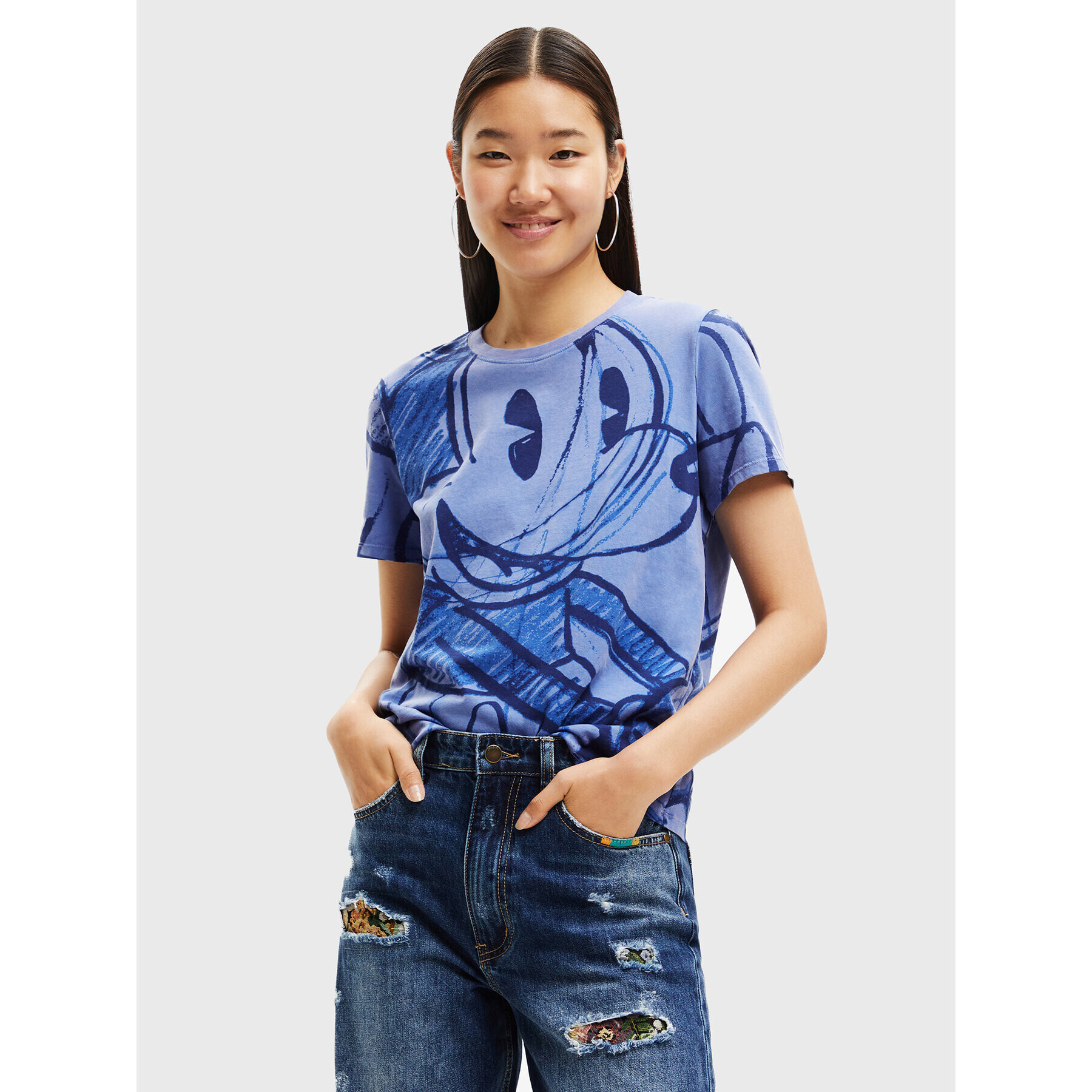 Desigual Tricou DISNEY Mickey Albastru Regular Fit - Pled.ro