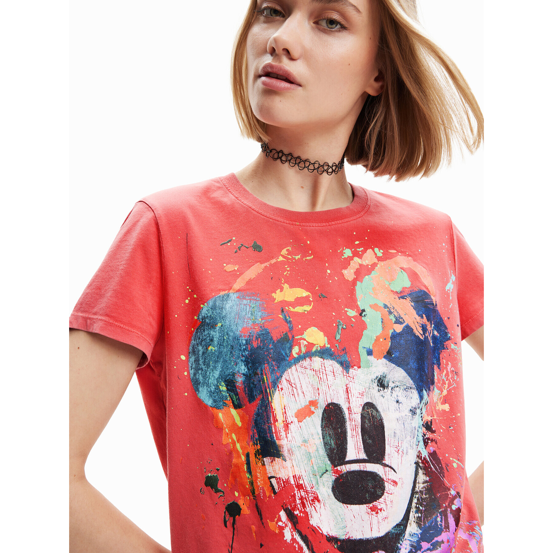 Desigual Tricou DISNEY Mickey Crash 23SWTK59 Roșu Regular Fit - Pled.ro