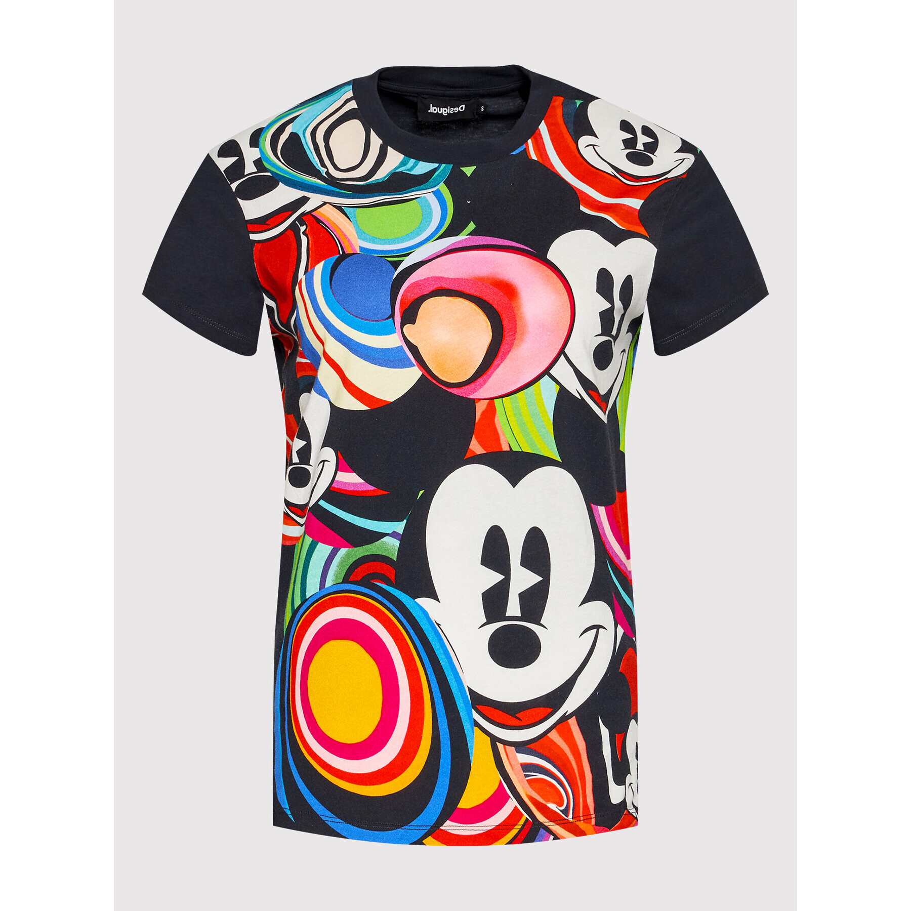 Desigual Tricou DISNEY Mickey Marbles 22SWTKAP Negru Regular Fit - Pled.ro