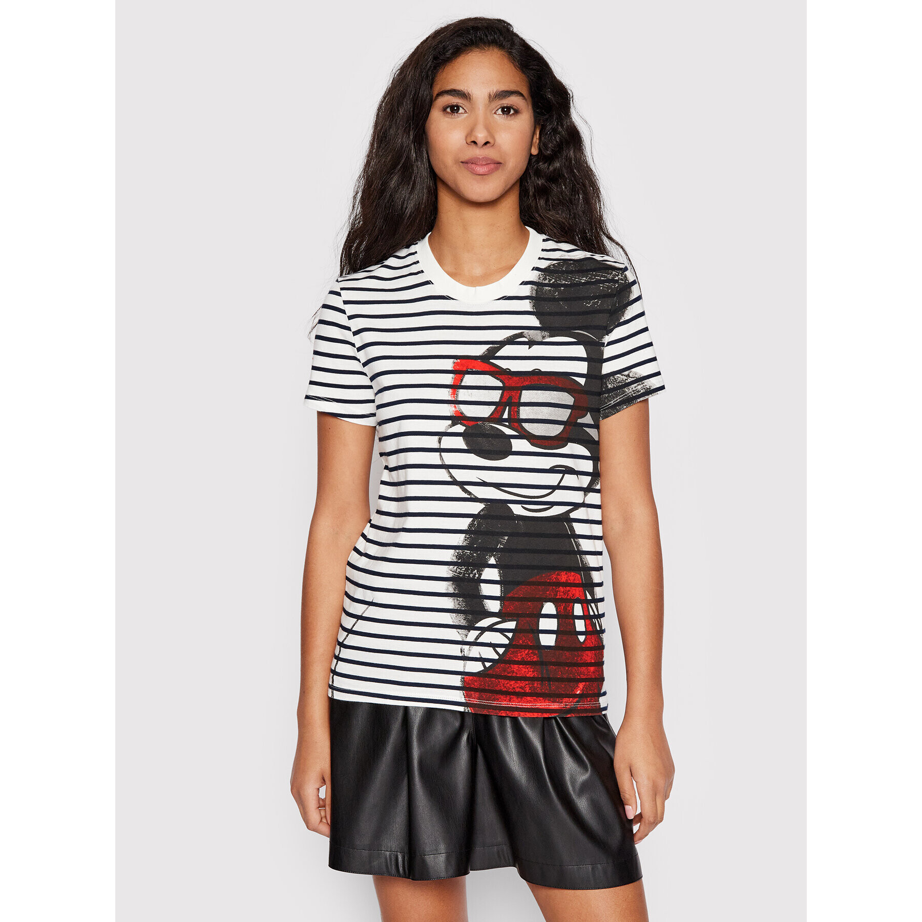 Desigual Tricou DISNEY Mickey Vida 22SWTK73 Alb Regular Fit - Pled.ro