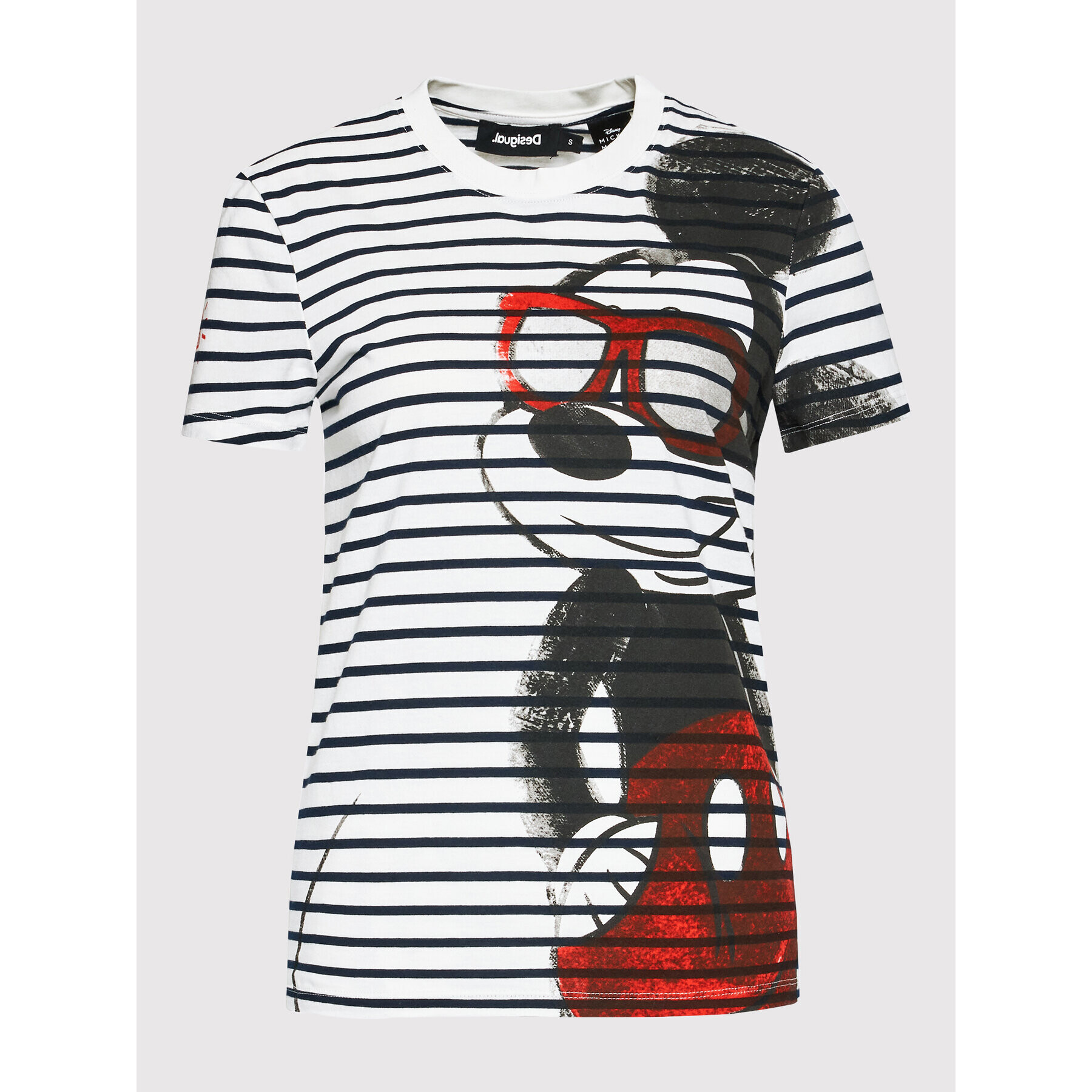 Desigual Tricou DISNEY Mickey Vida 22SWTK73 Alb Regular Fit - Pled.ro