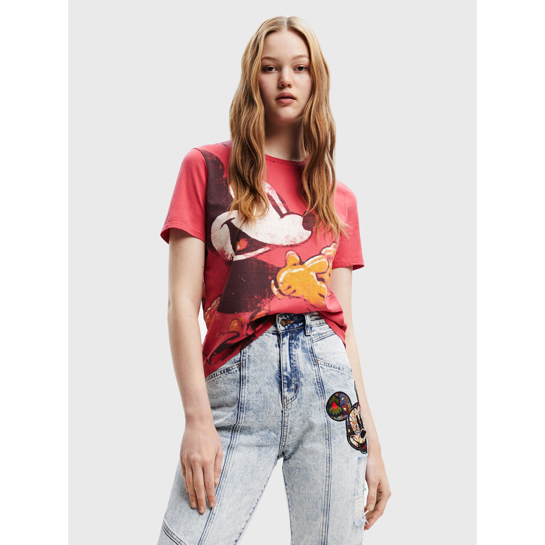 Desigual Tricou DISNEY To Meet U Mickey 22WWTK80 Roșu Regular Fit - Pled.ro