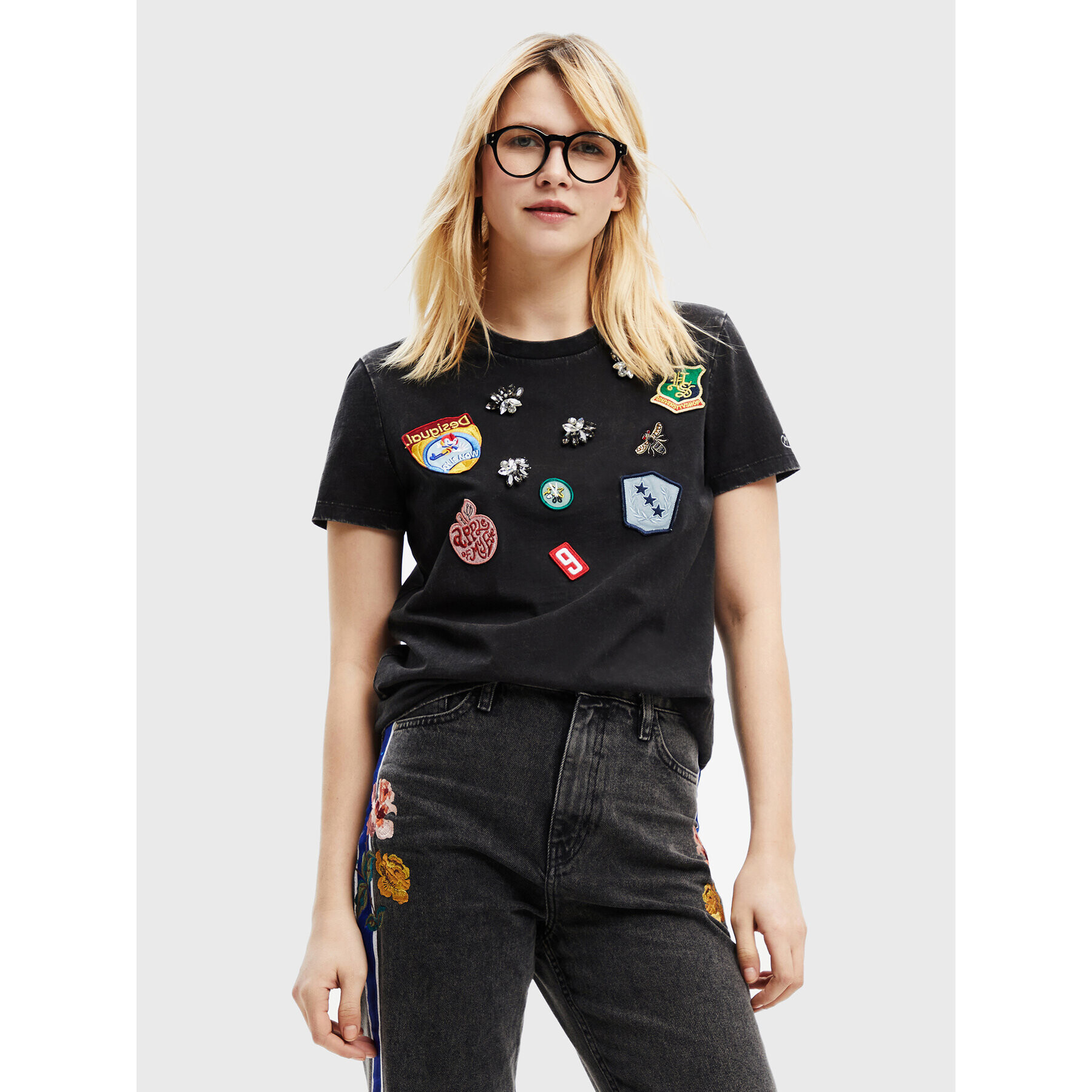 Desigual Tricou Horizonte 22WWTKA3 Negru Regular Fit - Pled.ro