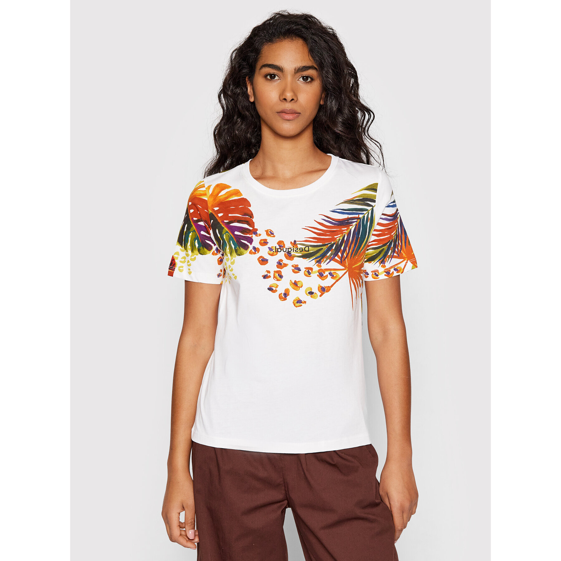 Desigual Tricou Minneapolis 22SWTK78 Bej Regular Fit - Pled.ro