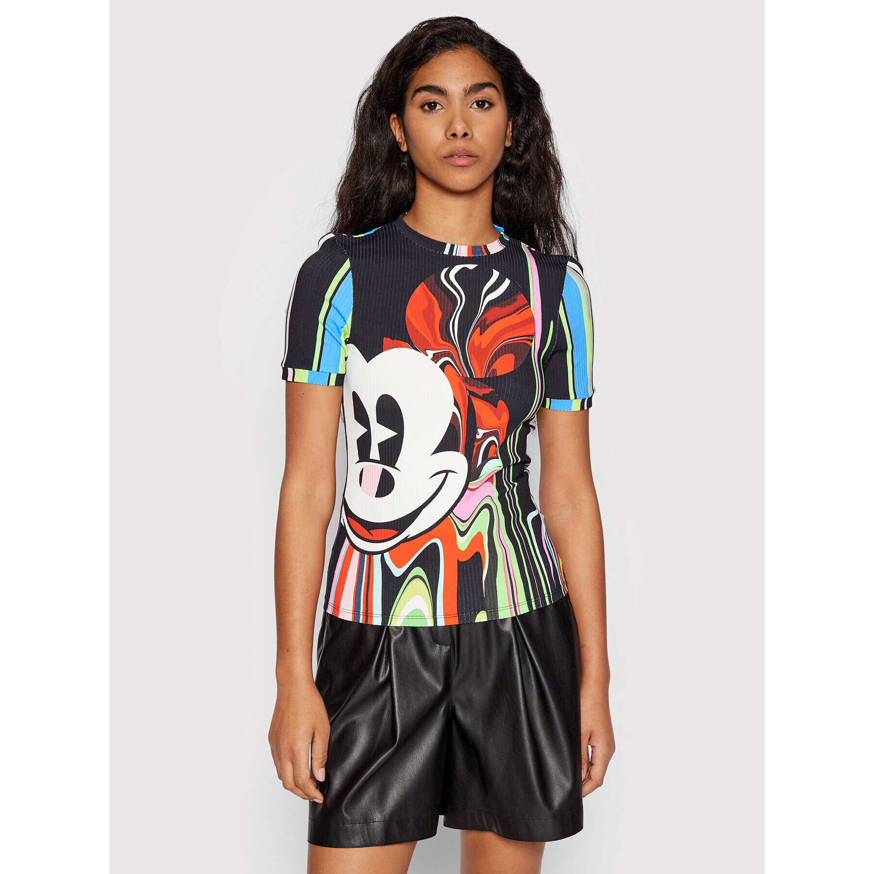 Desigual Tricou MONSIEUR CHRISTIAN LACROIX DISNEY Mickey Psychodelic 22SWTKAQ Colorat Slim Fit - Pled.ro