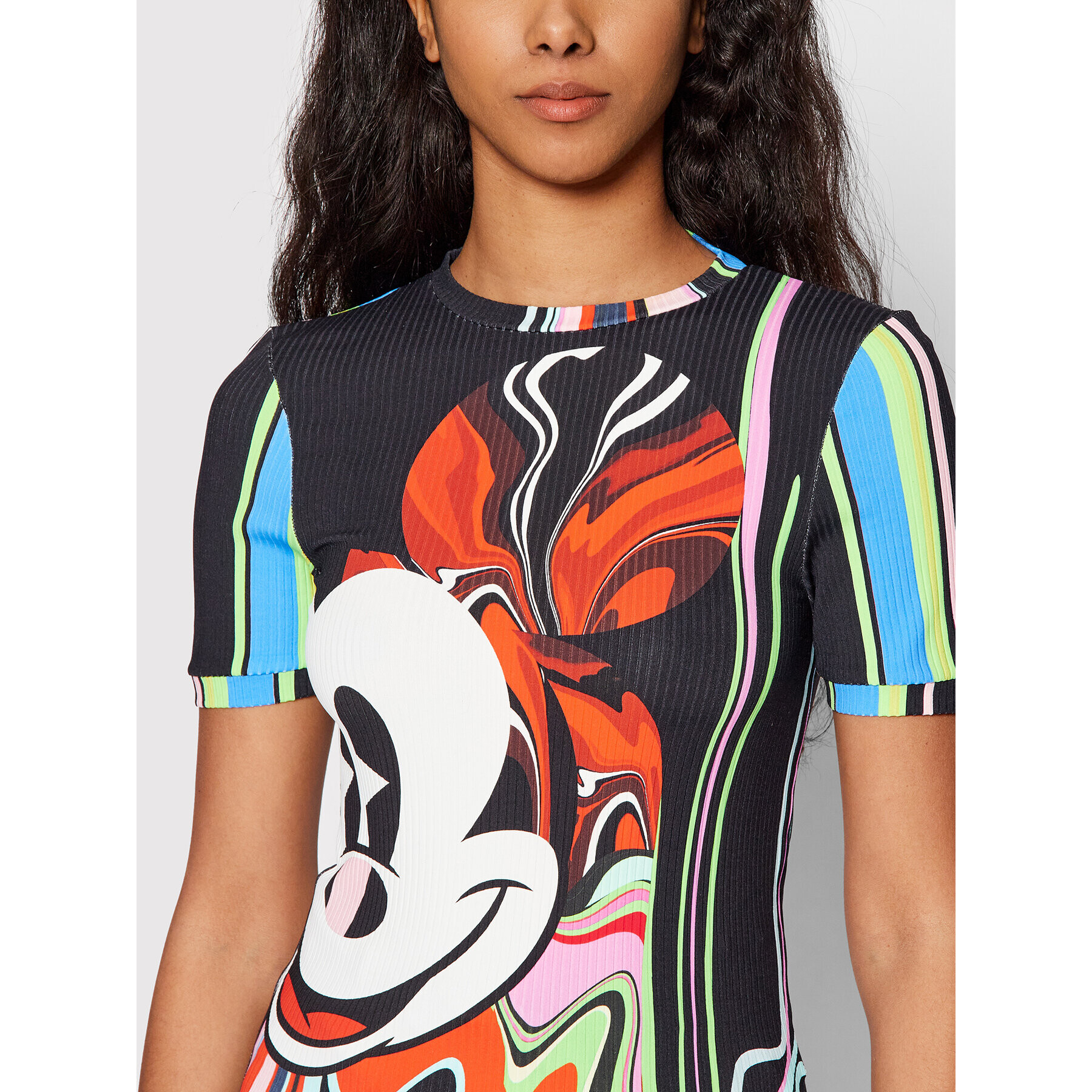 Desigual Tricou MONSIEUR CHRISTIAN LACROIX DISNEY Mickey Psychodelic 22SWTKAQ Colorat Slim Fit - Pled.ro