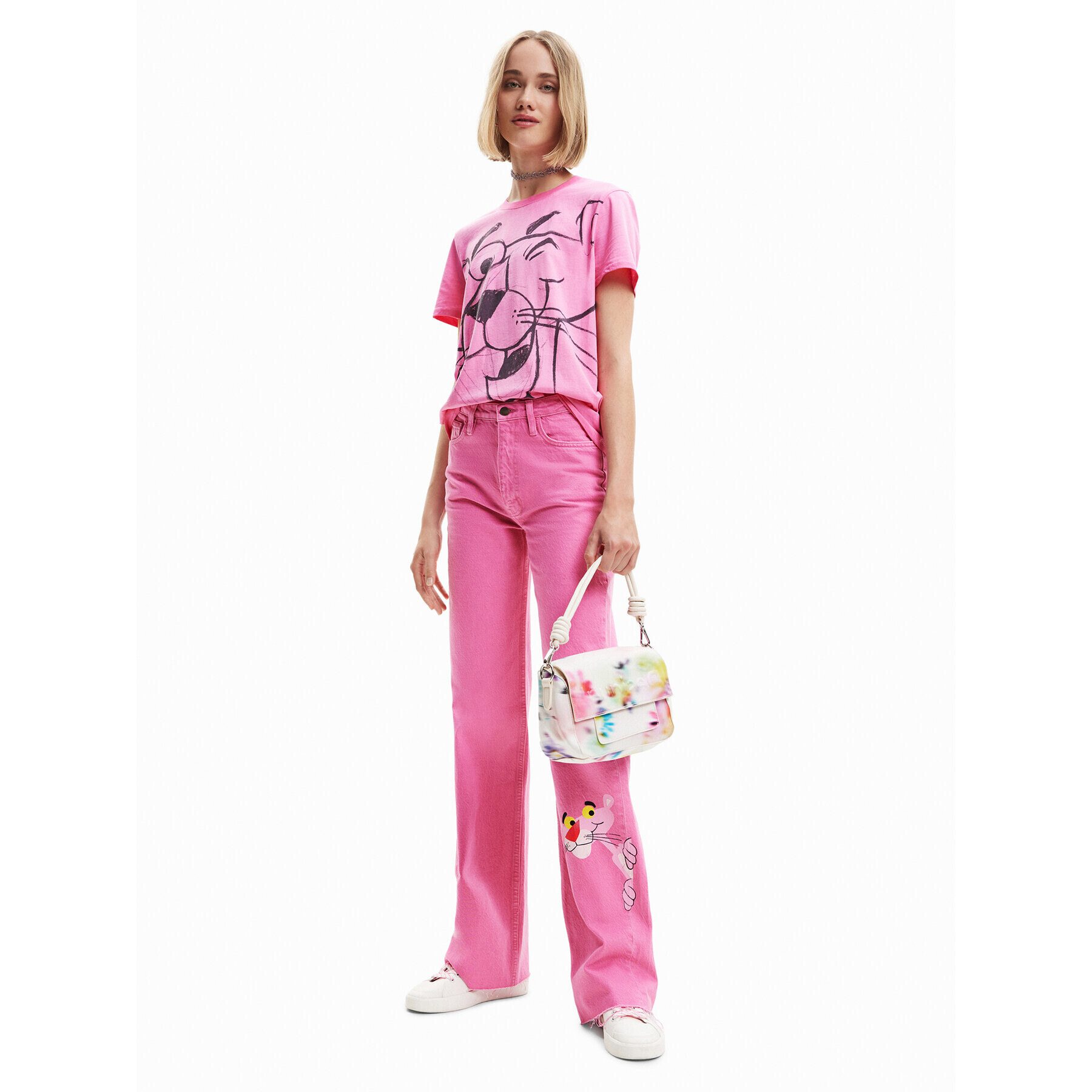 Desigual Tricou PINK PANTHER 23SWTK81 Roz Regular Fit - Pled.ro