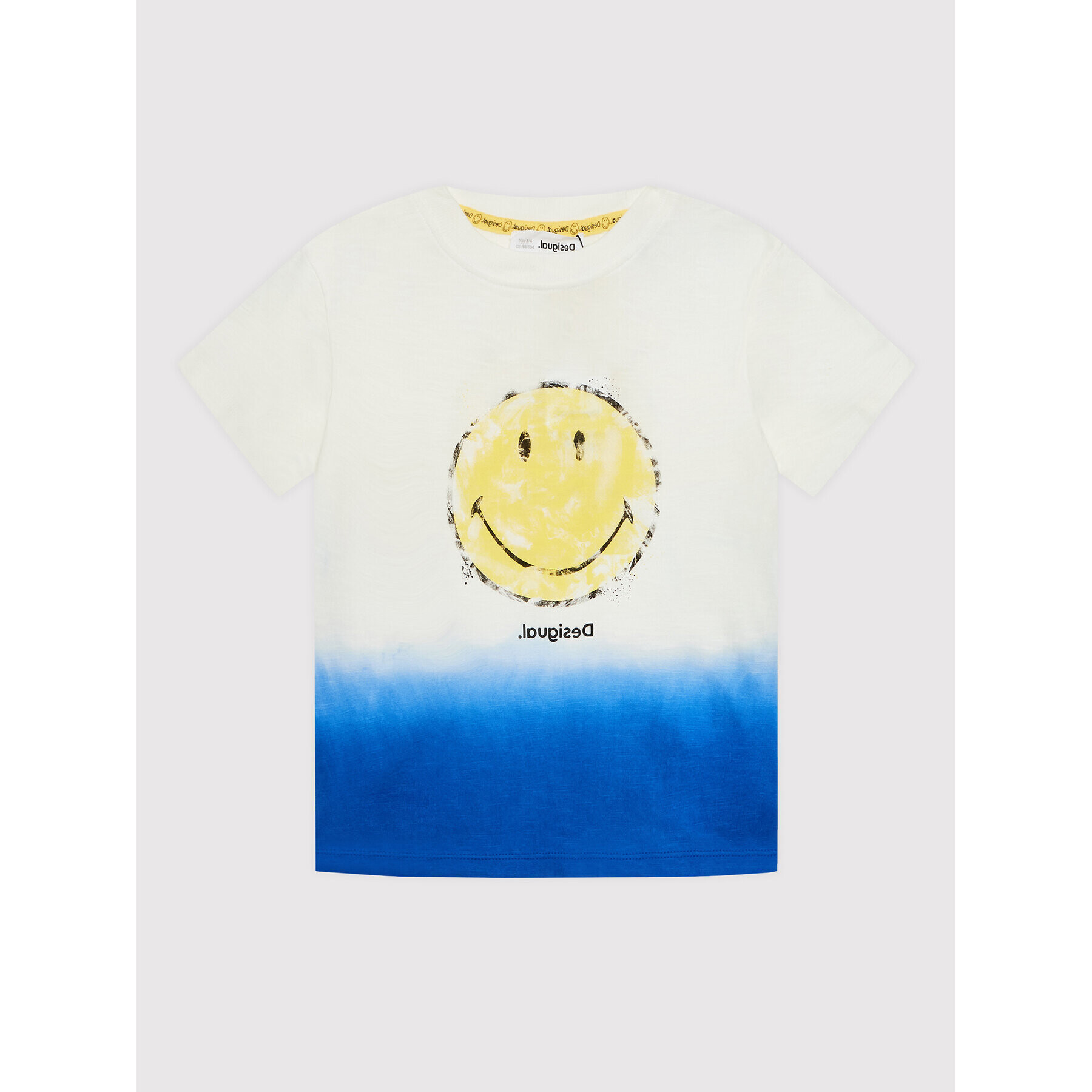 Desigual Tricou SMILEY Carambola 22SBTK10 Alb Regular Fit - Pled.ro