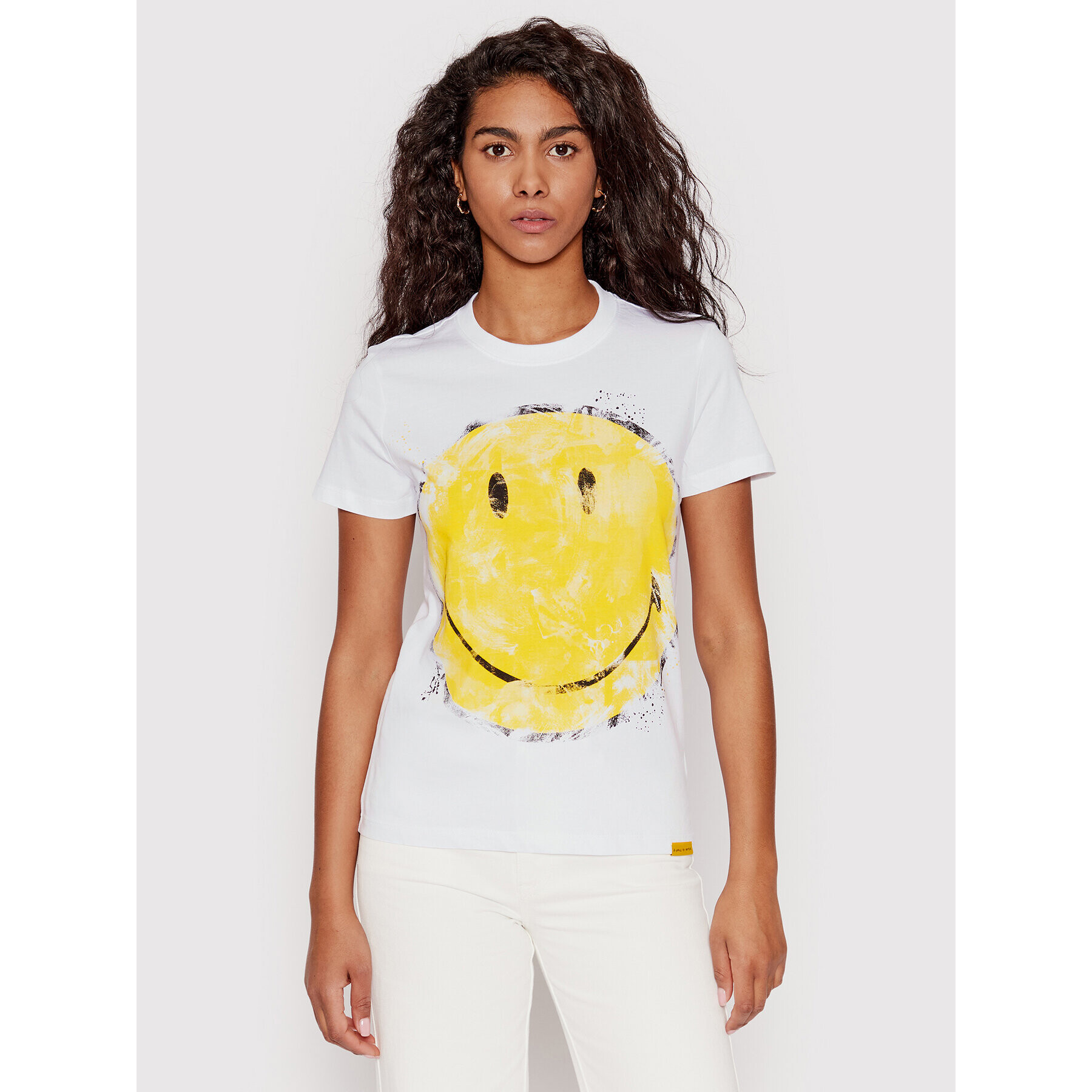 Desigual Tricou SMILEY Malabares 22SWTKA1 Alb Regular Fit - Pled.ro