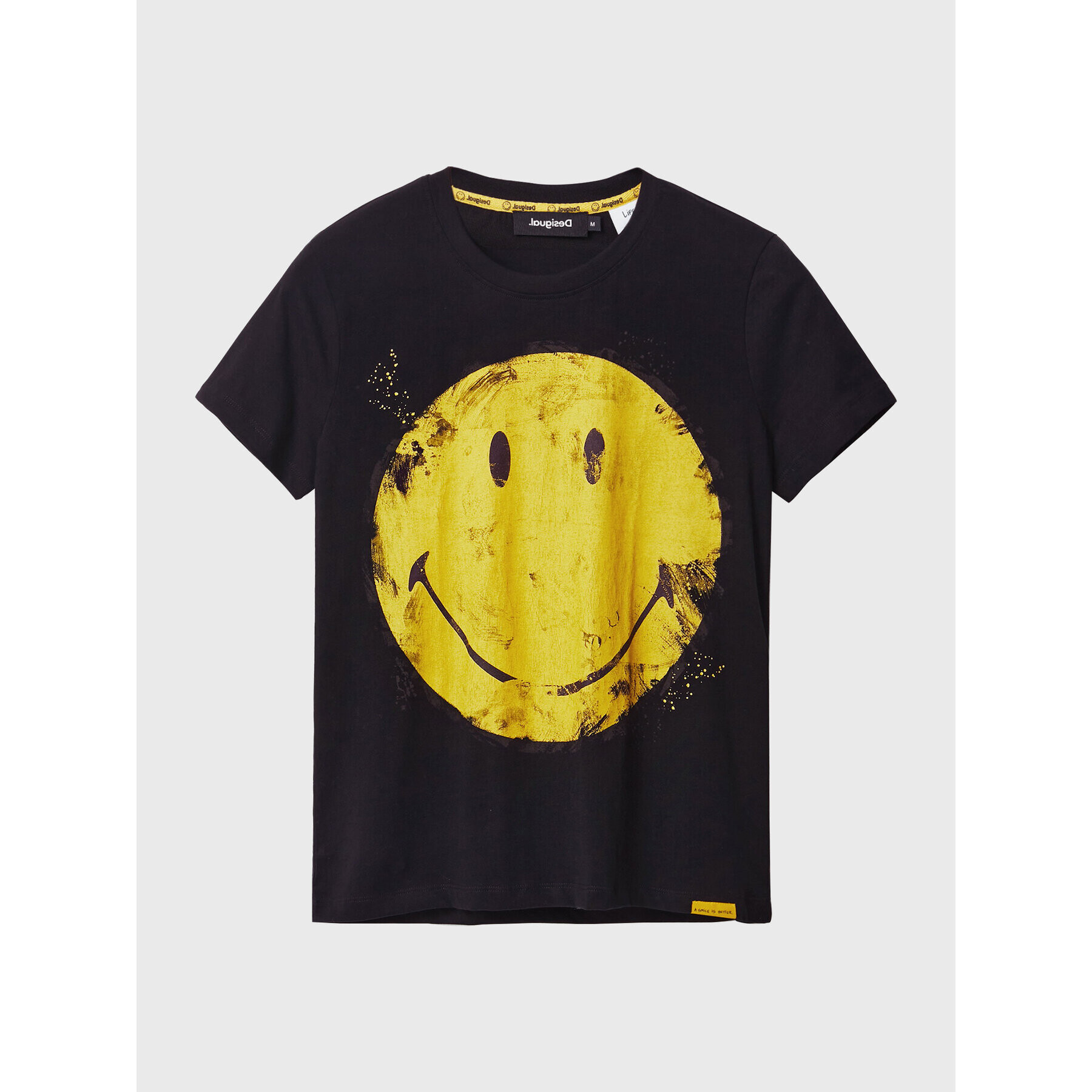 Desigual Tricou SMILEY Ria 22WWTKAJ Negru Regular Fit - Pled.ro