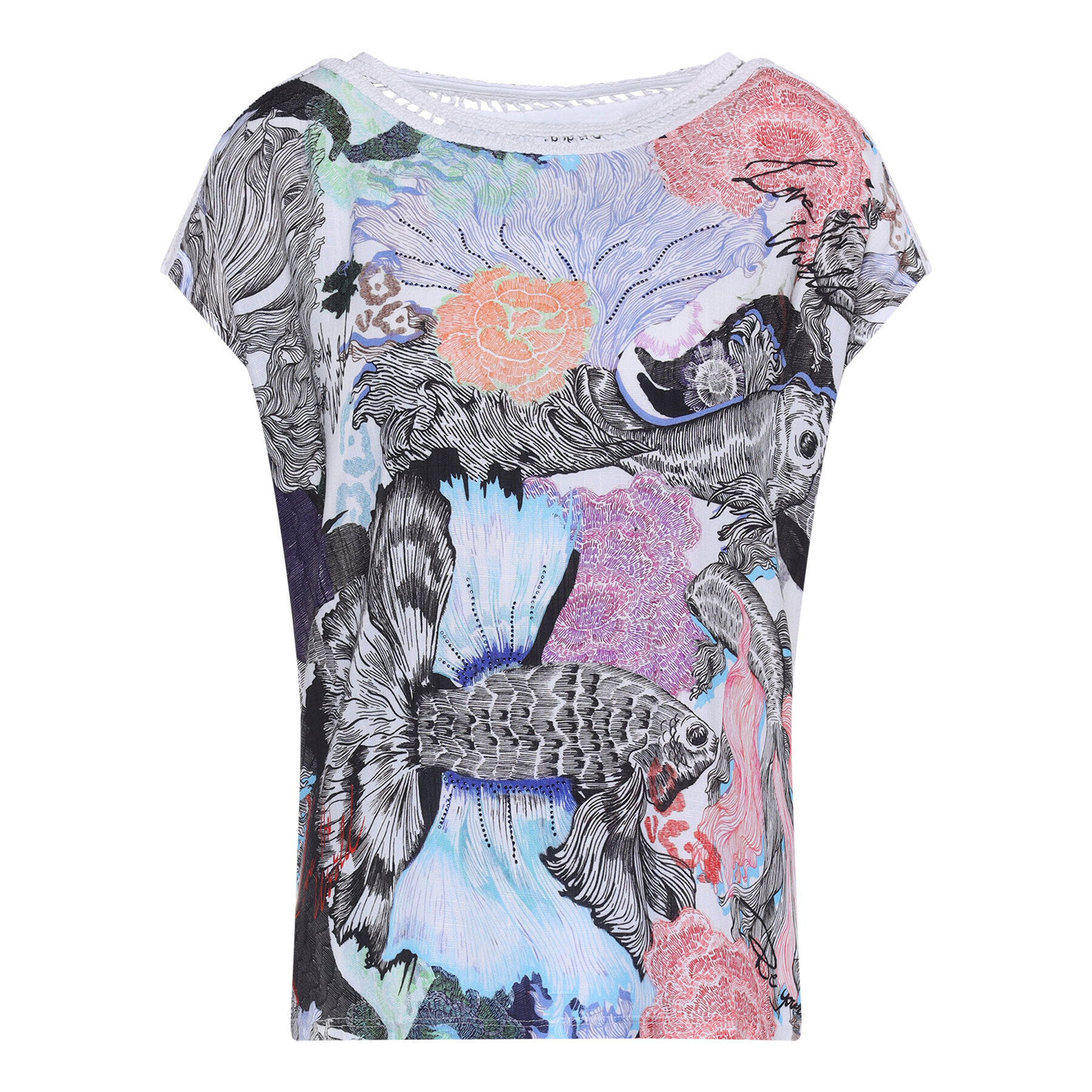 Desigual Tricou Viena 20SWTK92 Colorat Regular Fit - Pled.ro