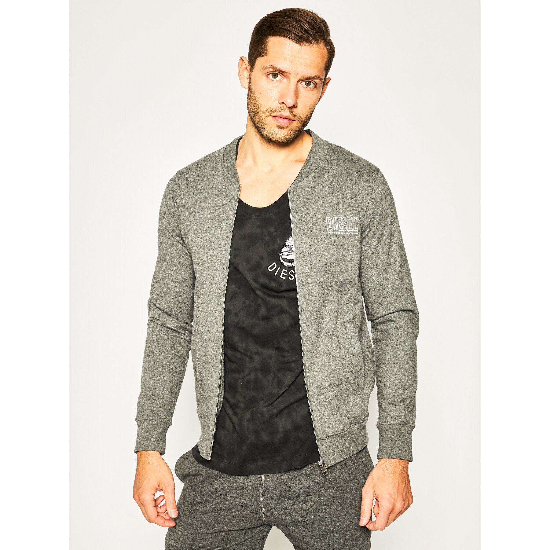 Diesel Bluză Justin-Z 00SFWI 0QAZK Gri Regular Fit - Pled.ro