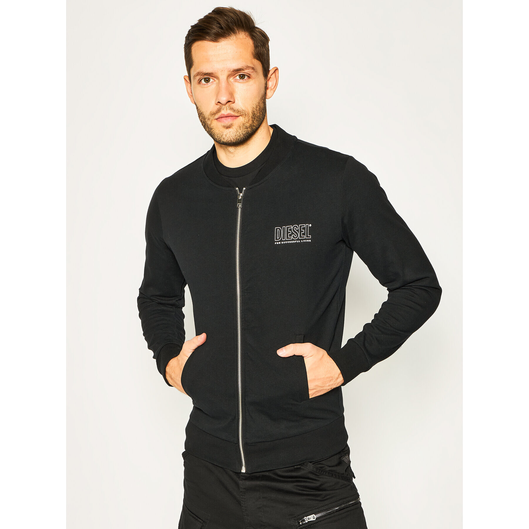 Diesel Bluză Justin-Z 00SFWI 0QAZK Negru Regular Fit - Pled.ro