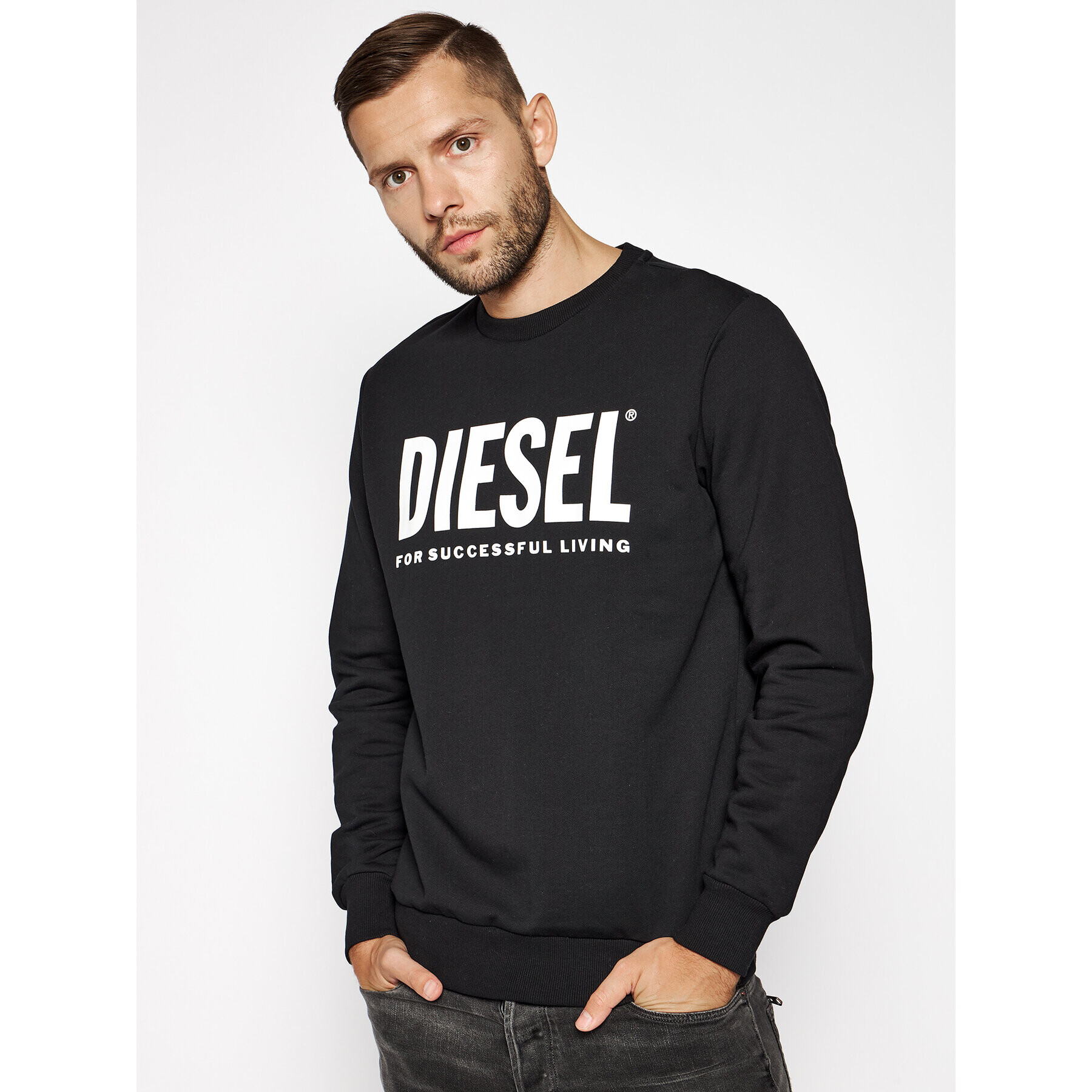 Diesel Bluză S-Gir Division-Logo 00SWFH 0BAWT Negru Regular Fit - Pled.ro