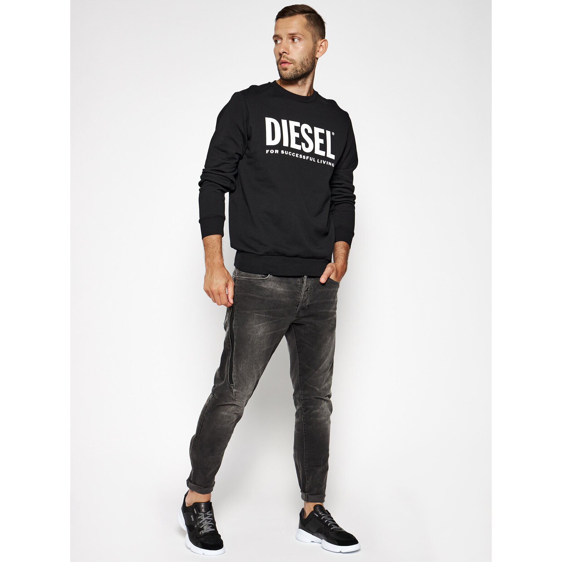 Diesel Bluză S-Gir Division-Logo 00SWFH 0BAWT Negru Regular Fit - Pled.ro