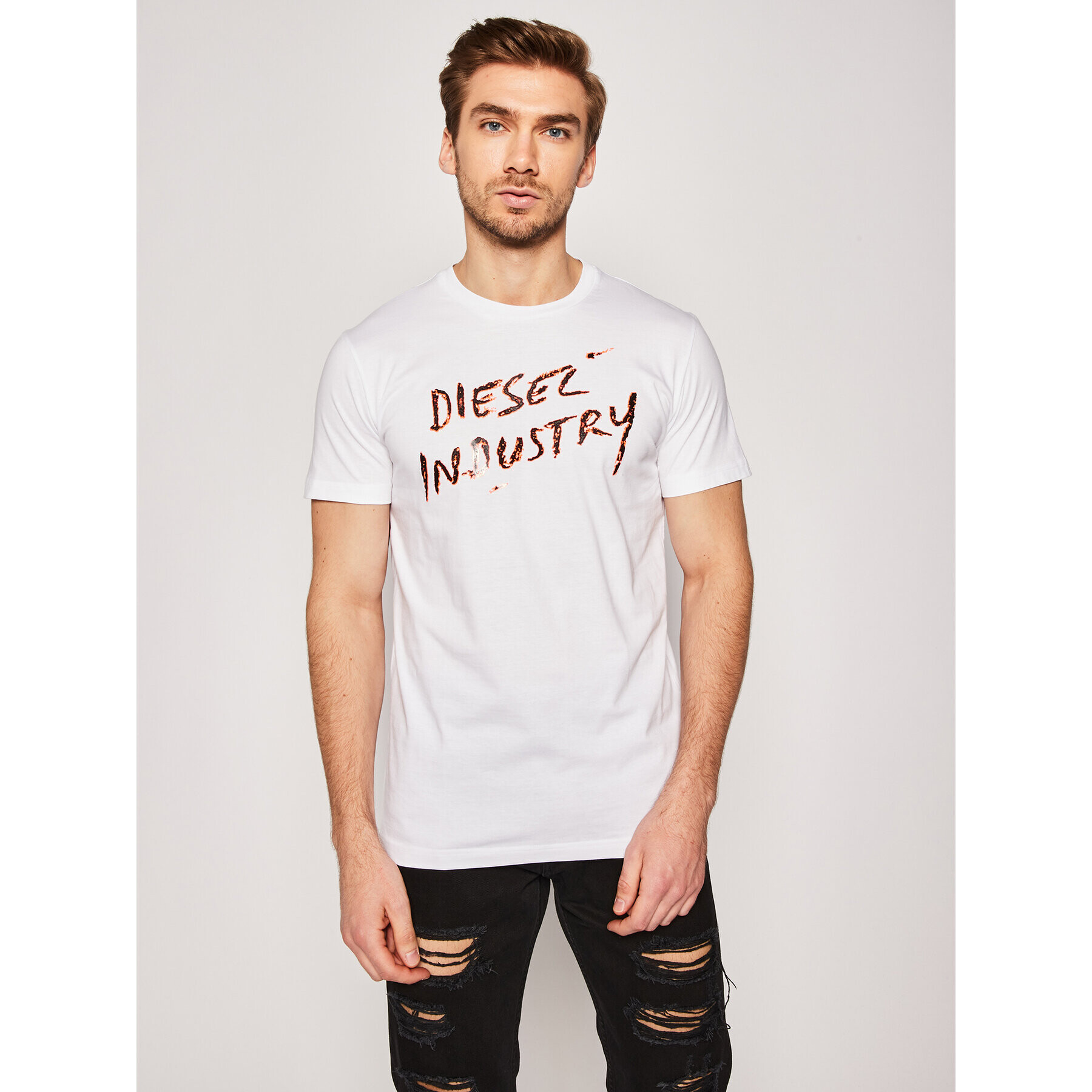 Diesel Tricou Diego 00SEFX 0GAYD Alb Regular Fit - Pled.ro