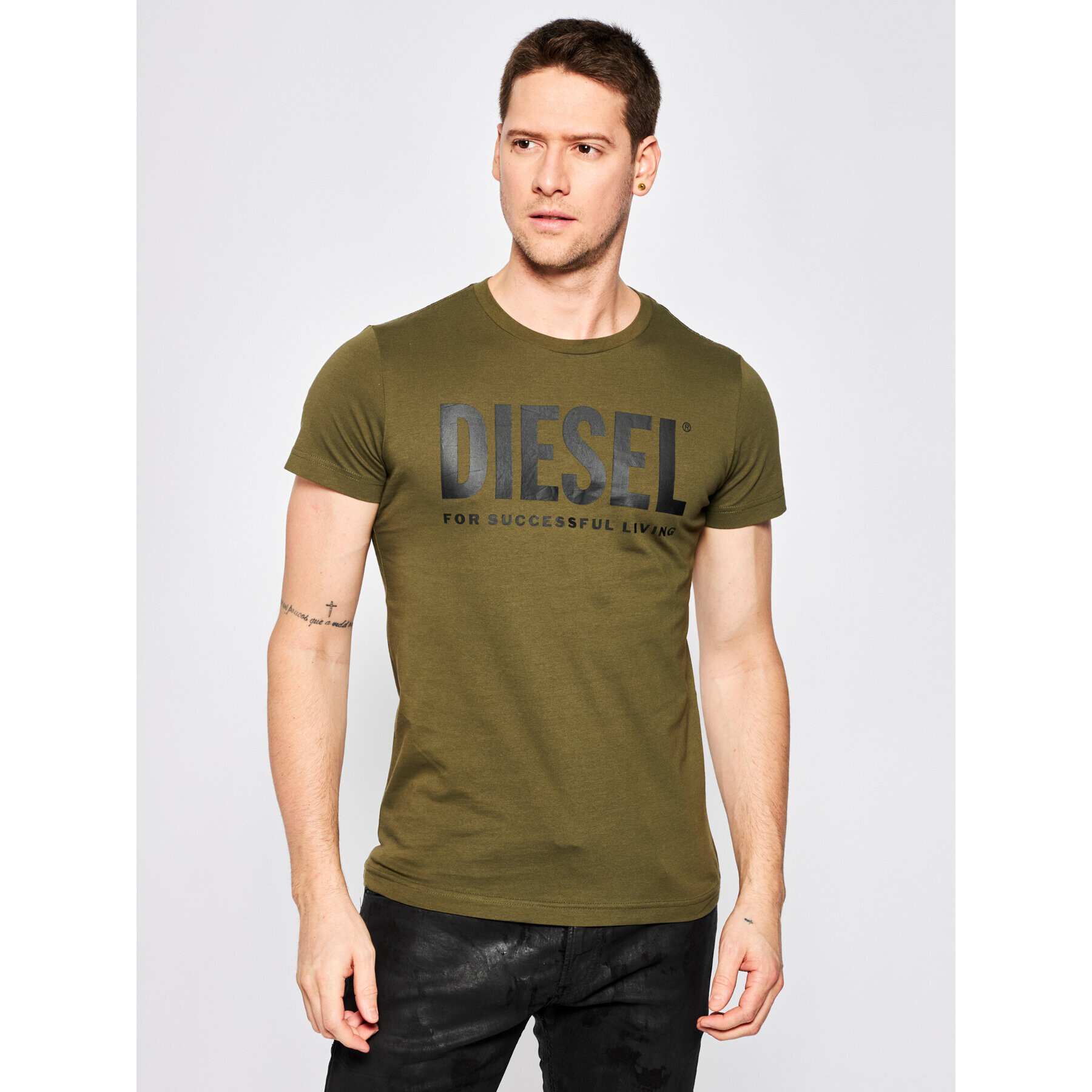 Diesel Tricou T-Diego 00SXED 0AAXJ Verde Regular Fit - Pled.ro