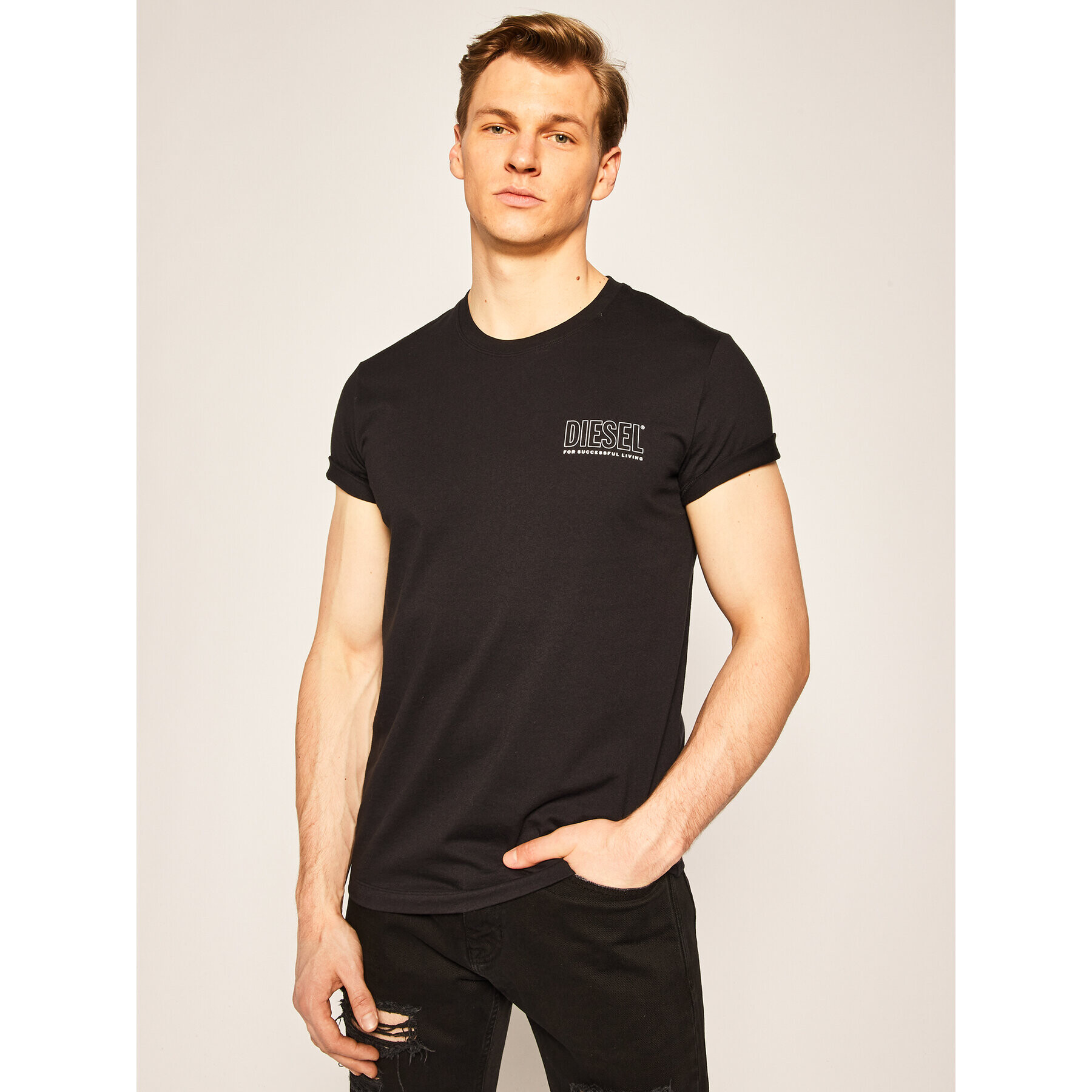 Diesel Tricou Umlt-Jake 00CG46 0QAZN Negru Regular Fit - Pled.ro