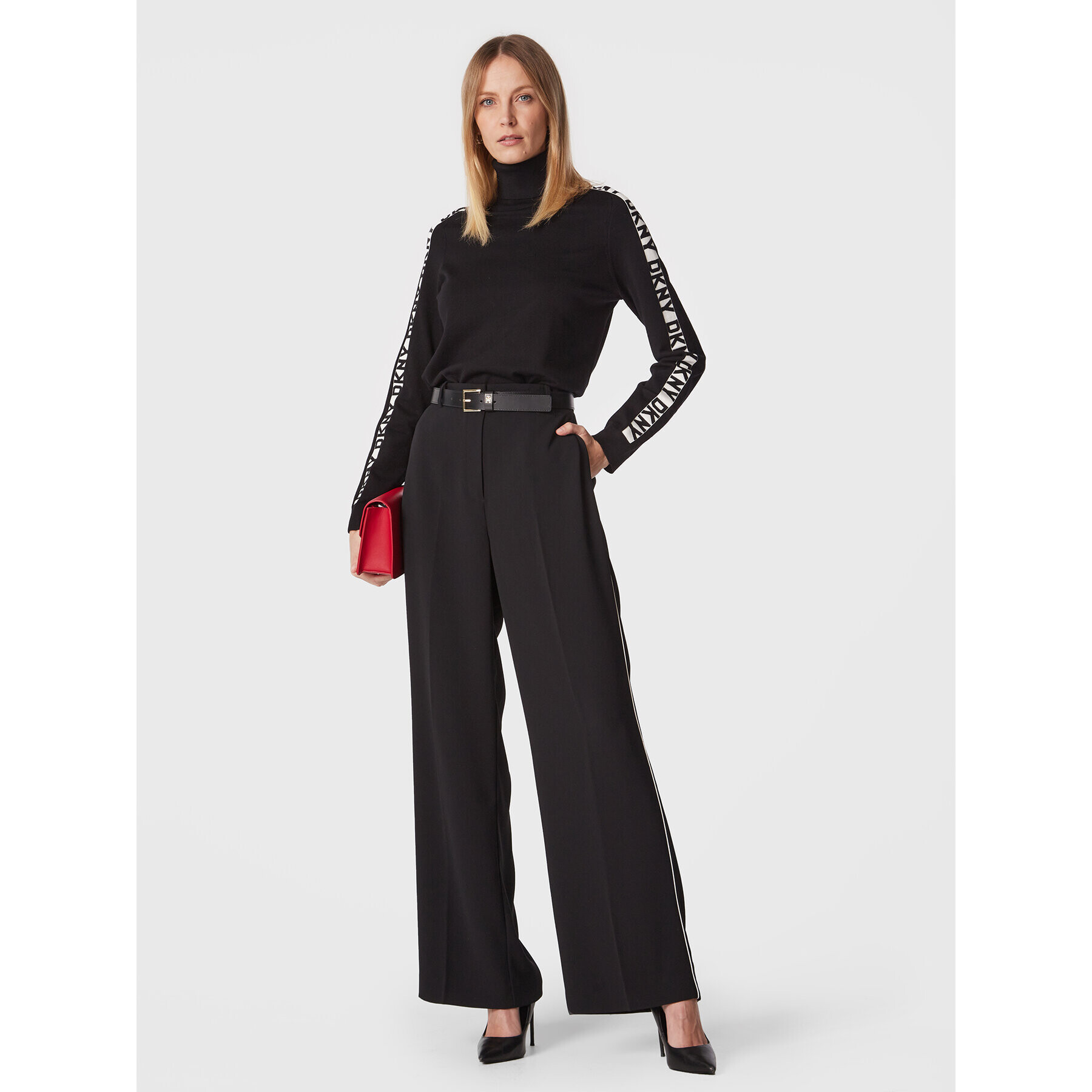 DKNY Bluză cu gât P2MS8096 Negru Regular Fit - Pled.ro