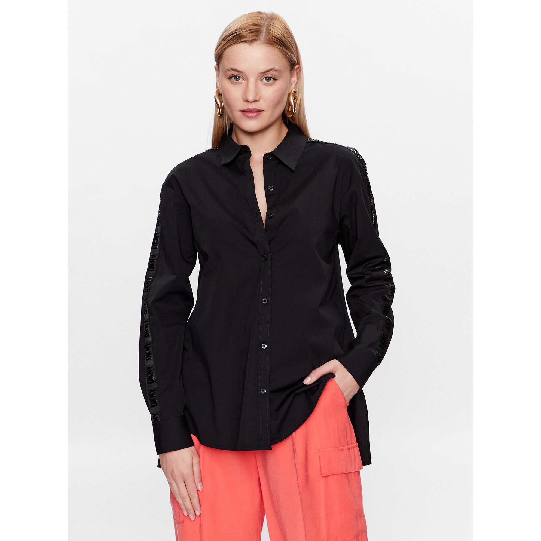 DKNY Cămașă P31M0RY3 Negru Oversize - Pled.ro