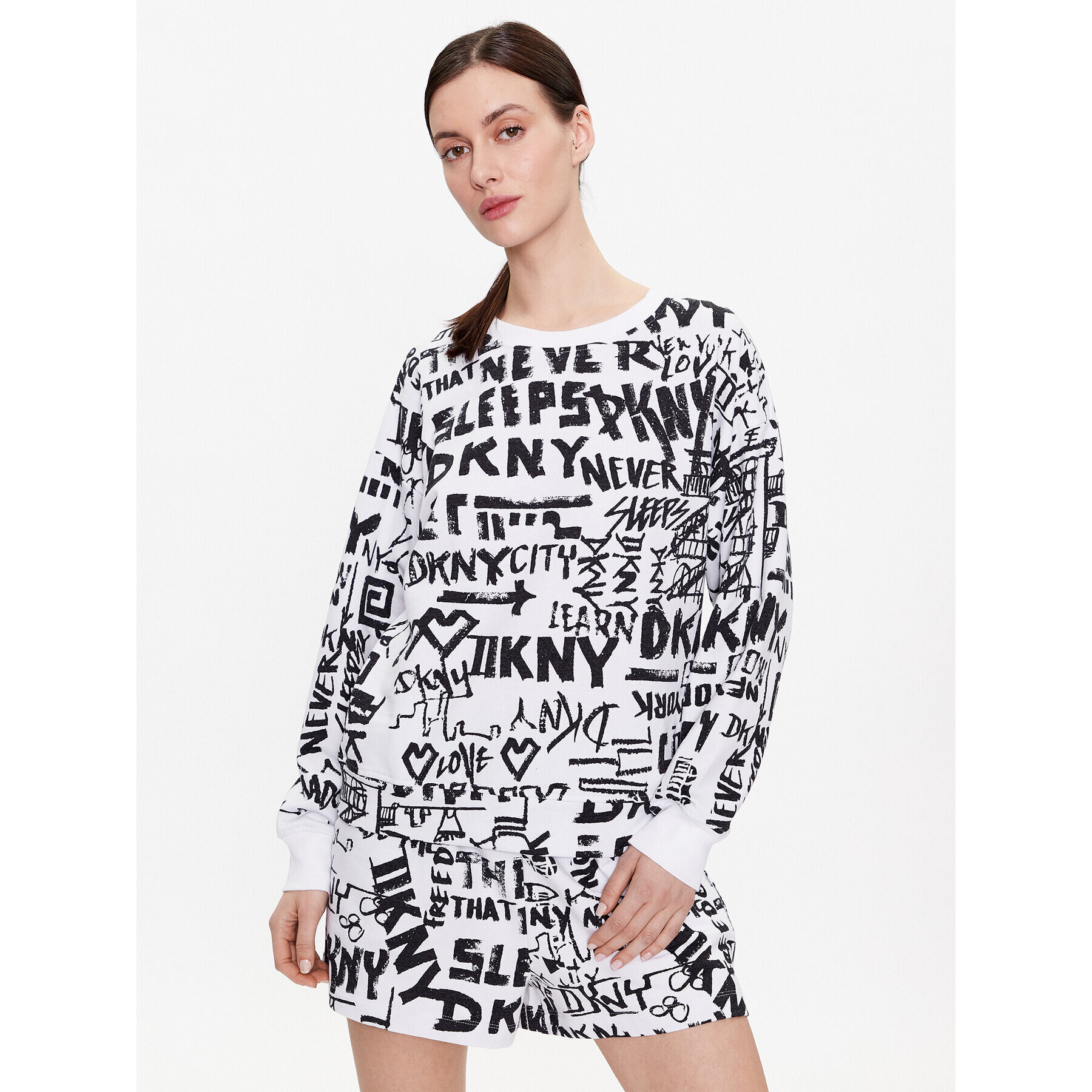 DKNY Cămașă pijama YI2122629 Alb Regular Fit - Pled.ro