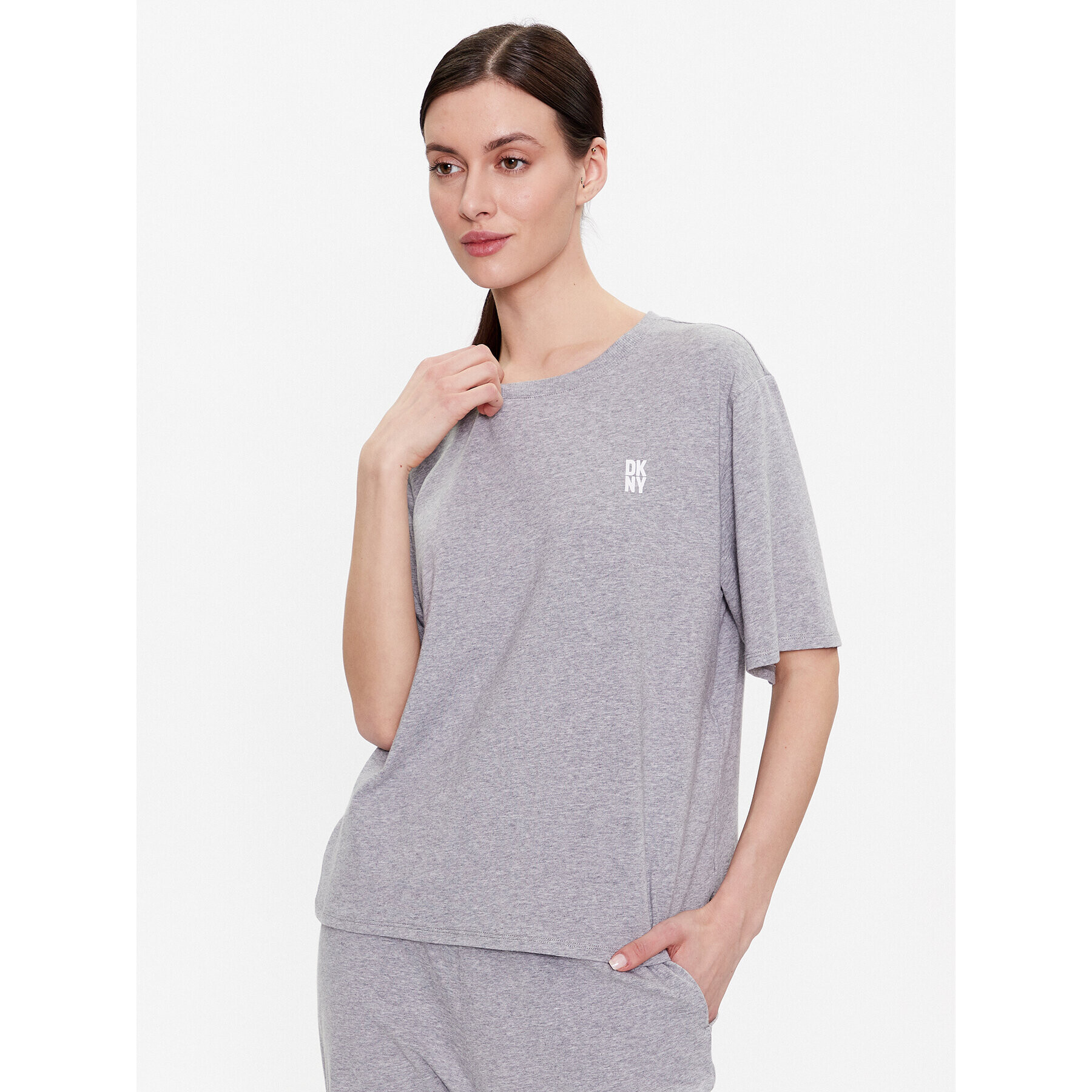 DKNY Cămașă pijama YI2422635 Gri Loose Fit - Pled.ro