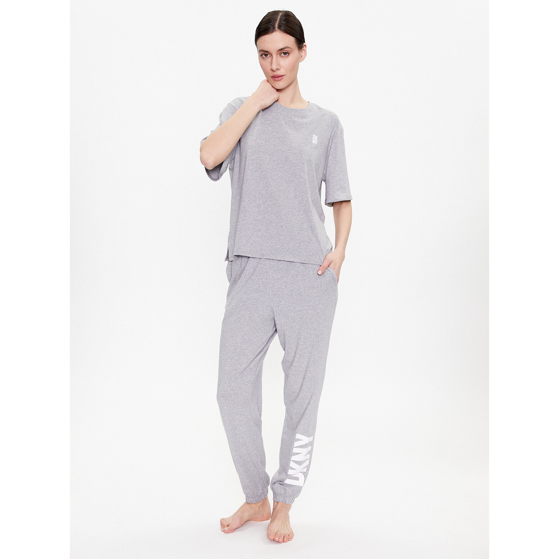 DKNY Cămașă pijama YI2422635 Gri Loose Fit - Pled.ro