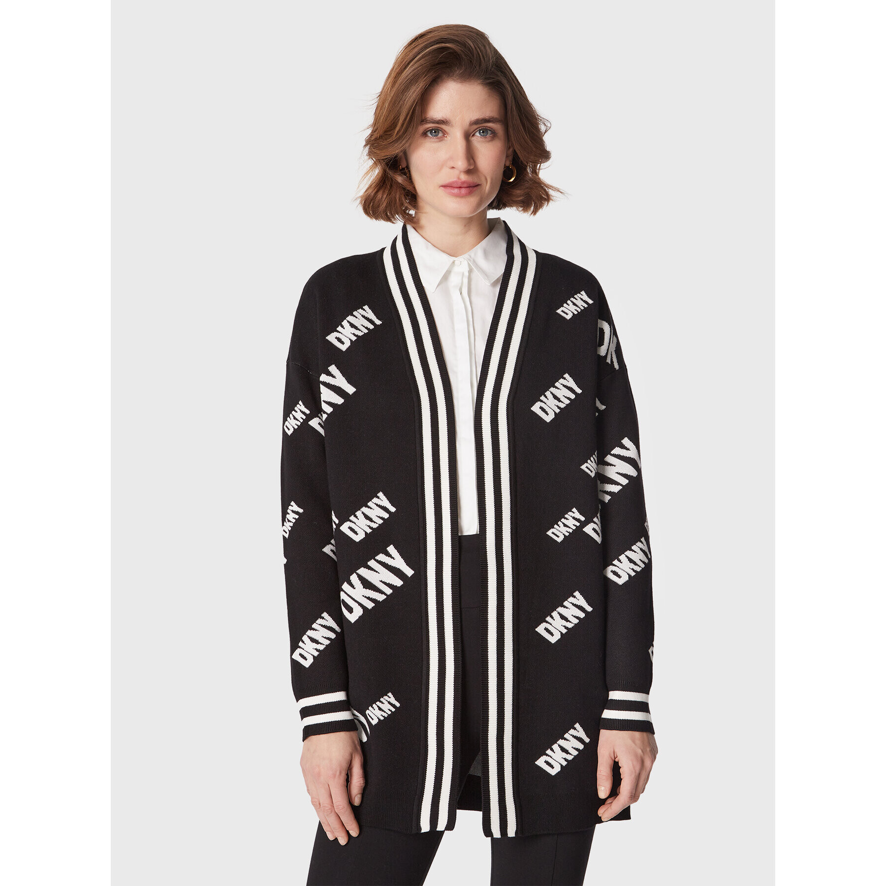 DKNY Cardigan P2MXA435 Negru Relaxed Fit - Pled.ro