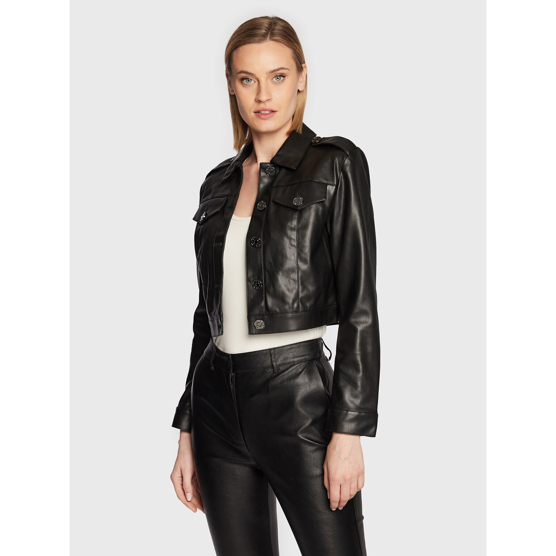 DKNY Geacă din imitație de piele DD2G4315 Negru Regular Fit - Pled.ro