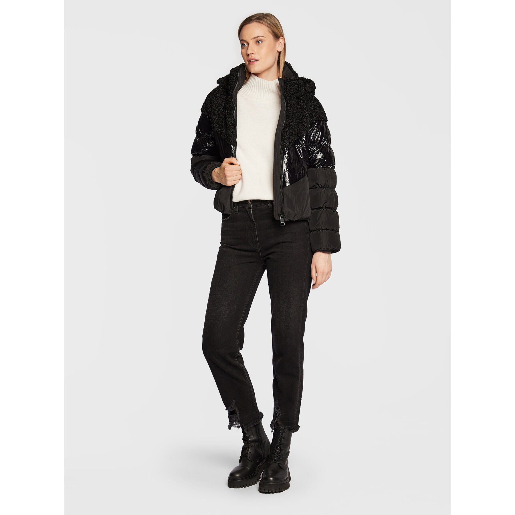 DKNY Geacă din puf P2MCMHVU Negru Regular Fit - Pled.ro