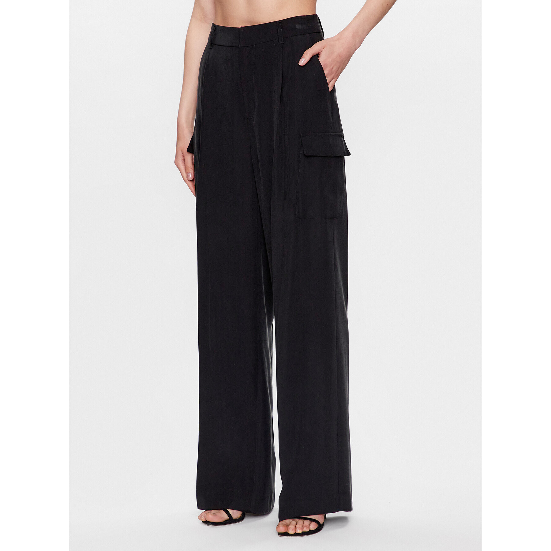 DKNY Pantaloni din material P3BKTR20 Negru Relaxed Fit - Pled.ro