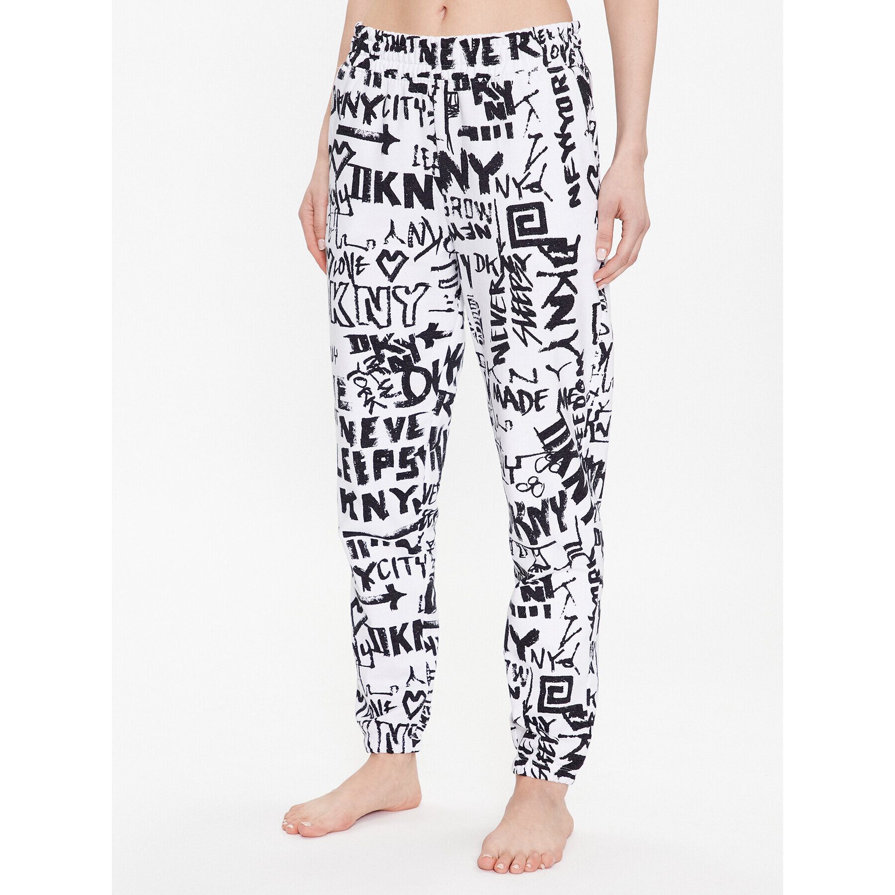 DKNY Pantaloni pijama YI2822629 Alb Regular Fit - Pled.ro