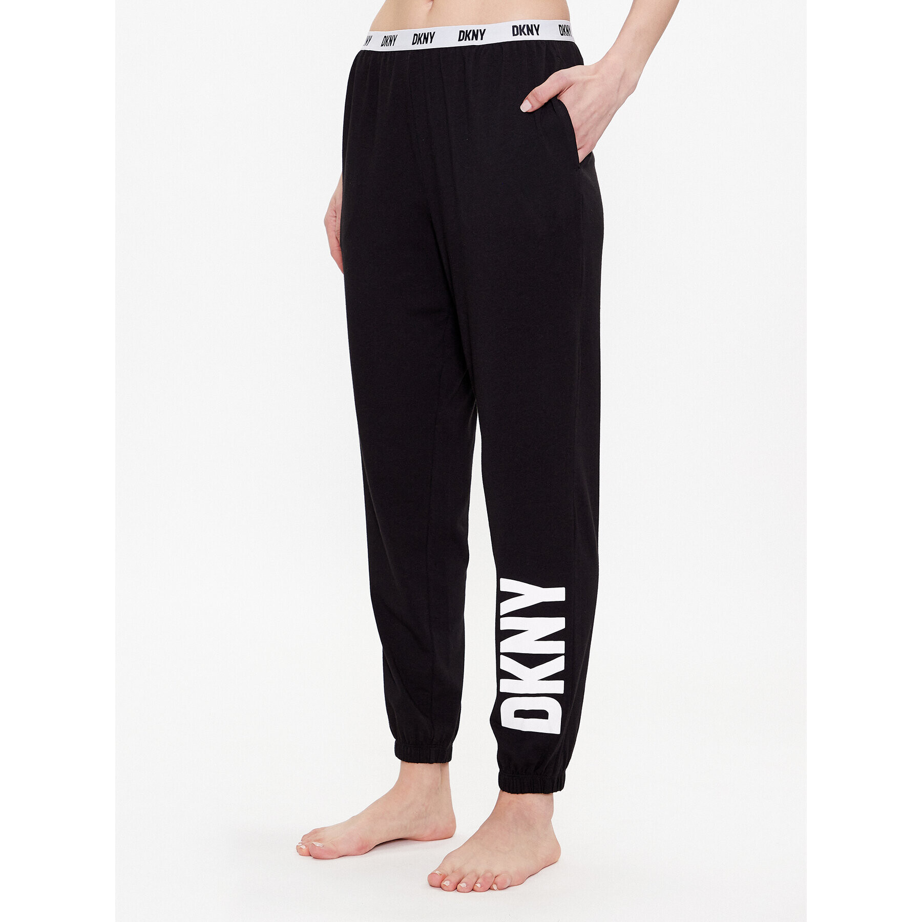 DKNY Pantaloni pijama YI2822635 Negru Regular Fit - Pled.ro