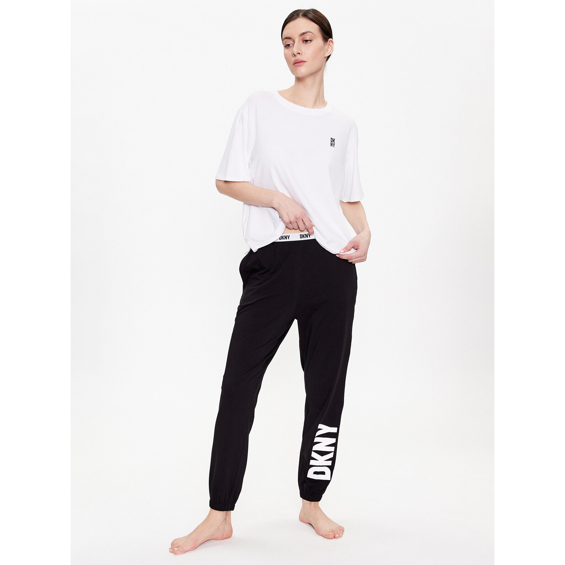 DKNY Pantaloni pijama YI2822635 Negru Regular Fit - Pled.ro